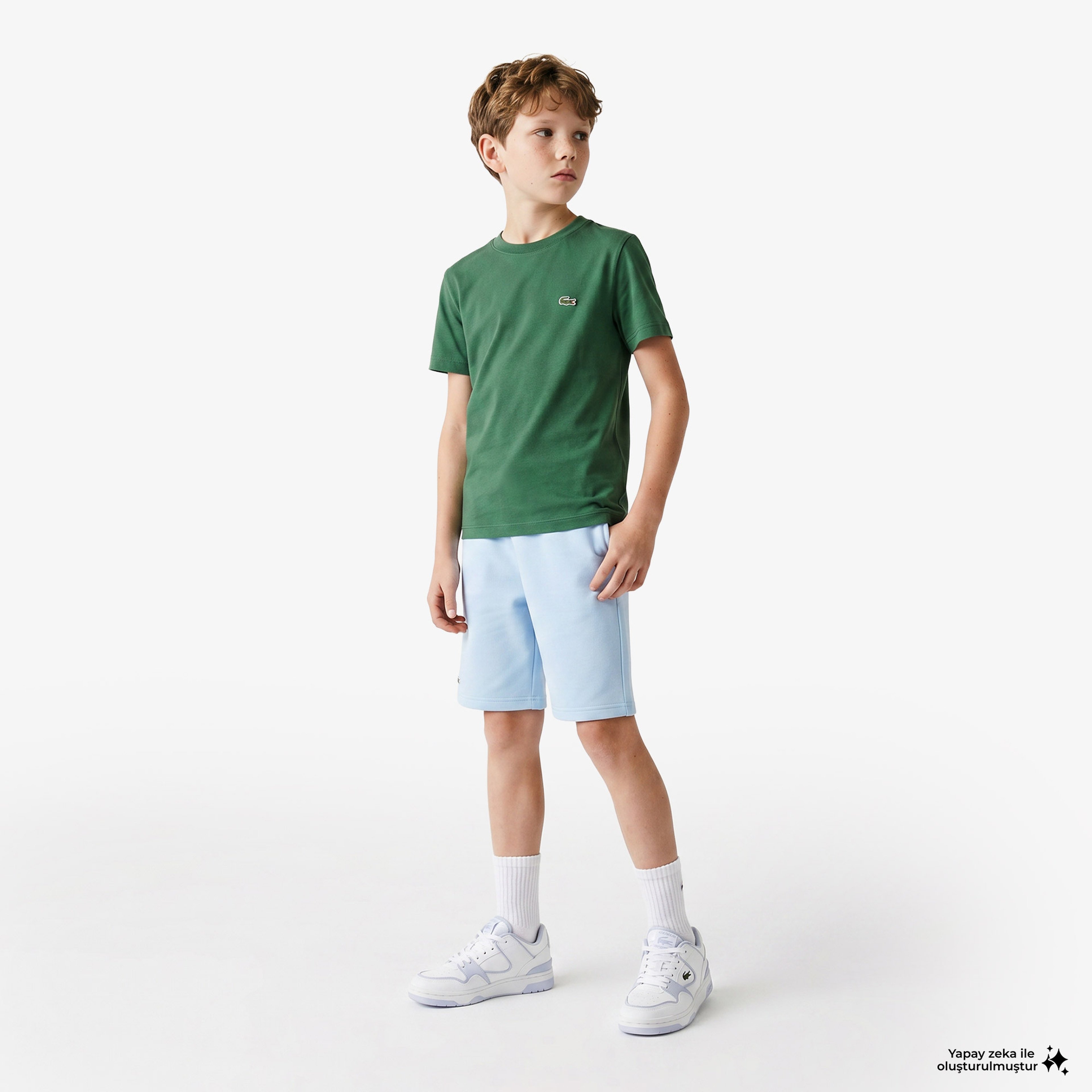 Çocuk Bisiklet Yaka Yeşil T-Shirt