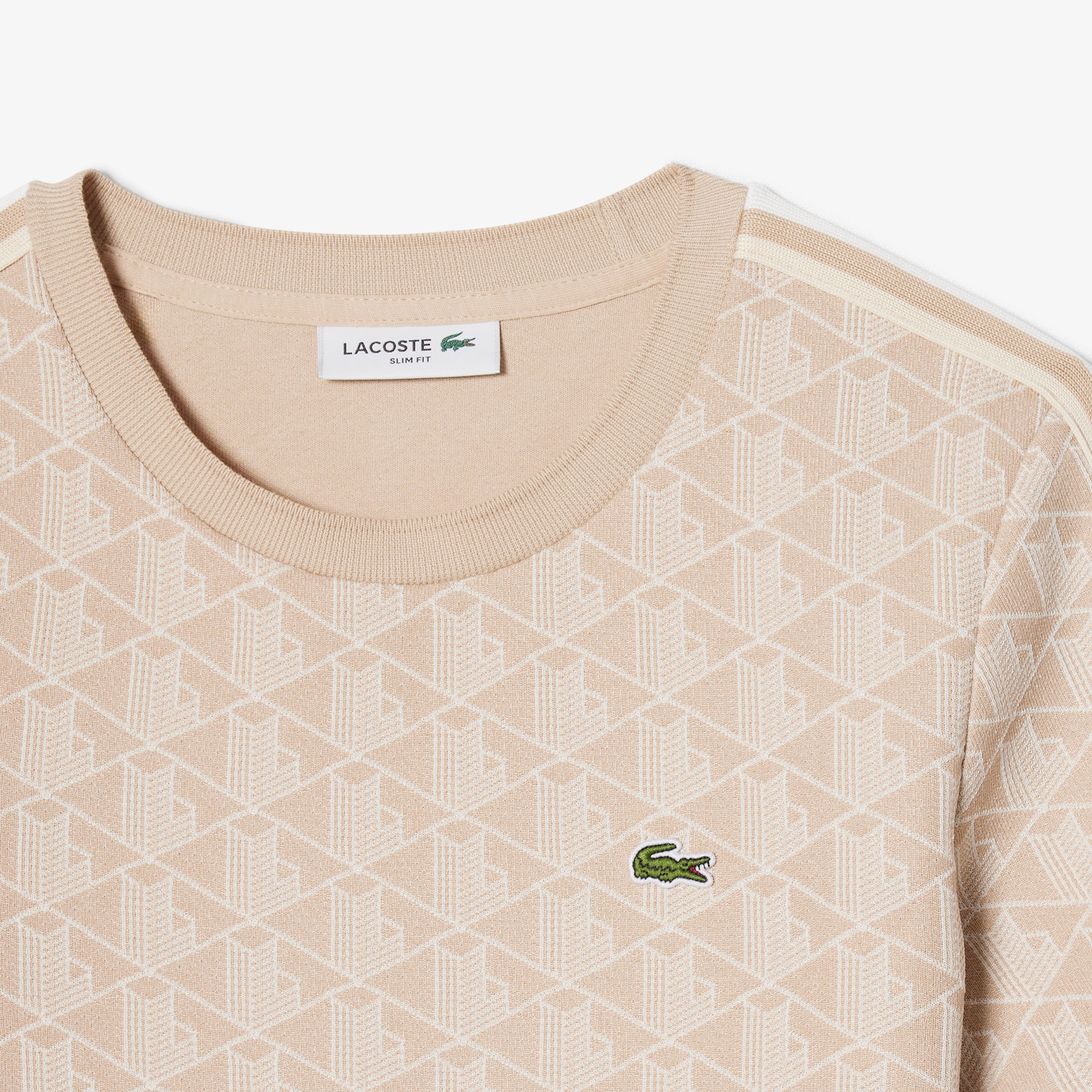 Kadın Slim Fit Bisiklet Yaka Monogram Açık Pembe T-Shirt