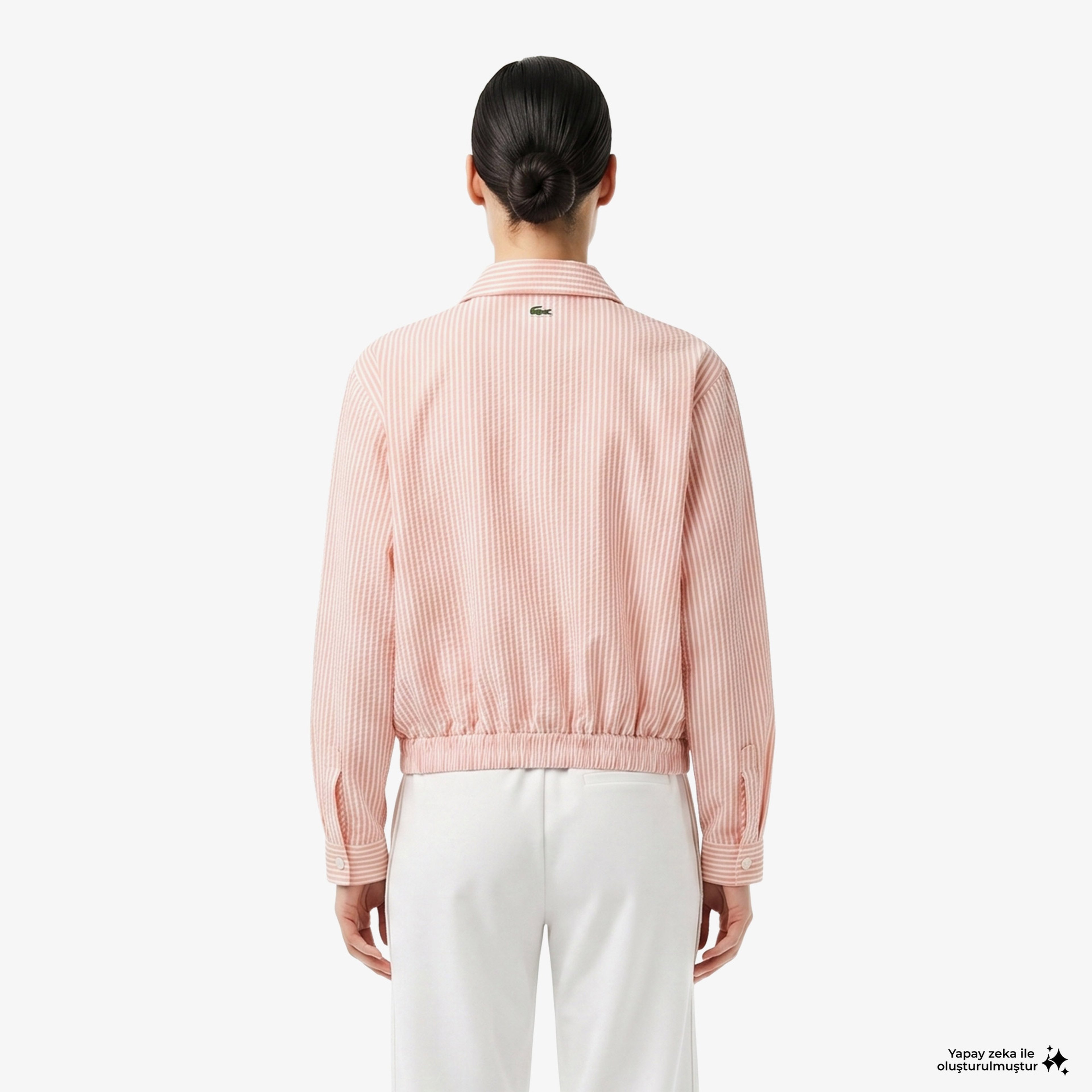 Kadın Relaxed Fit Çizgili Pembe Ceket Kadın Relaxed Fit Çizgili Pembe Ceket