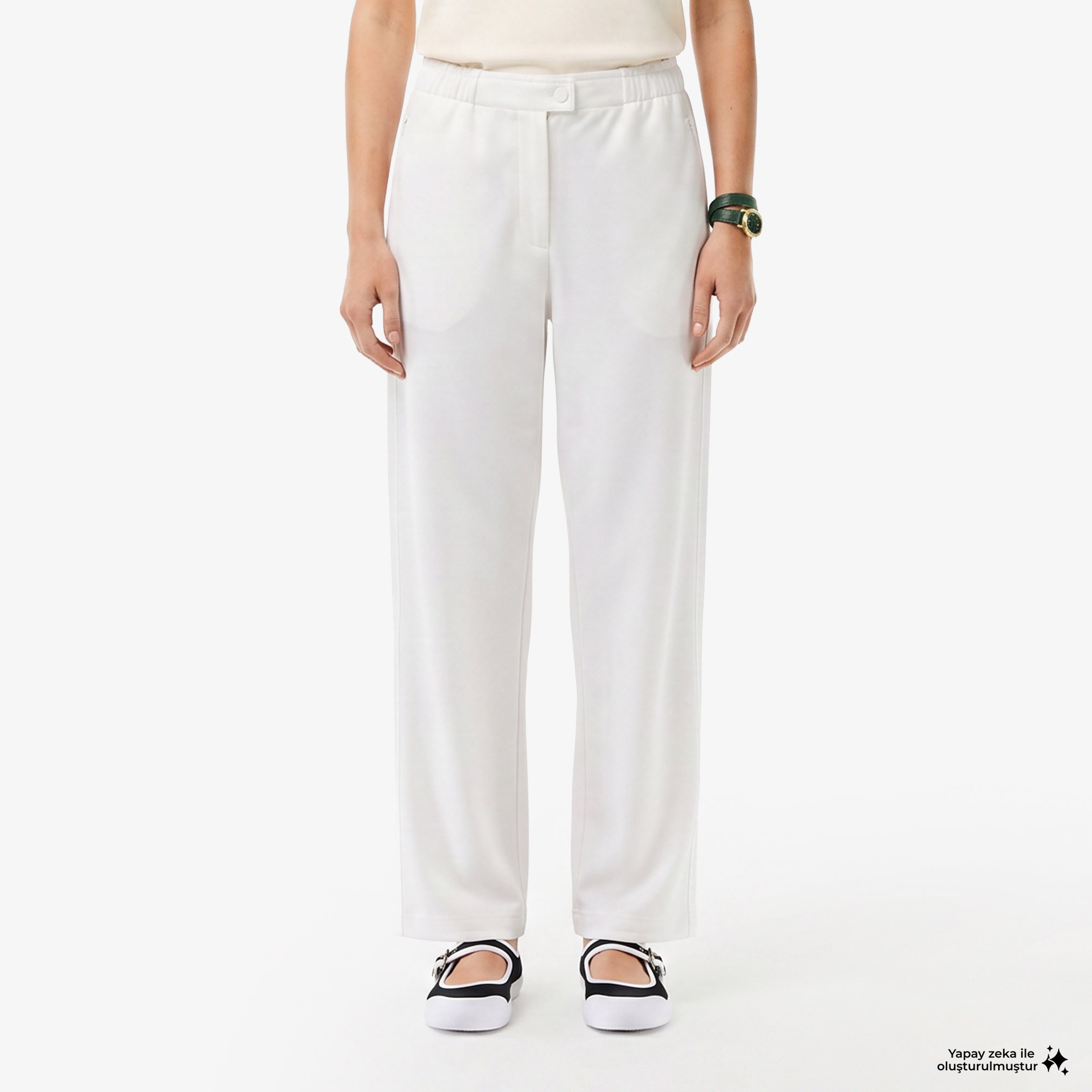 Kadın Relaxed Fit Beyaz Pantolon
