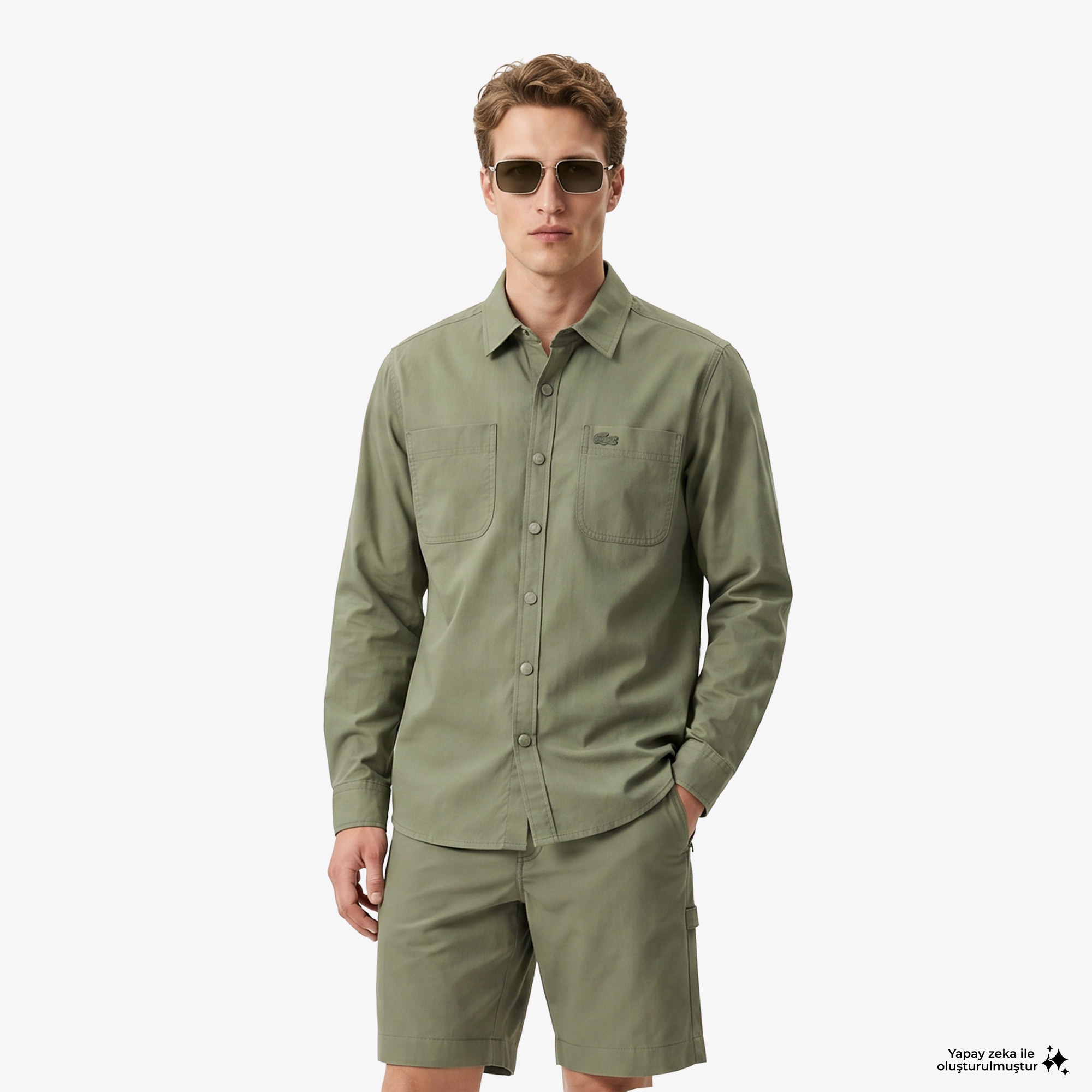 Erkek Regular Fit Haki Gömlek