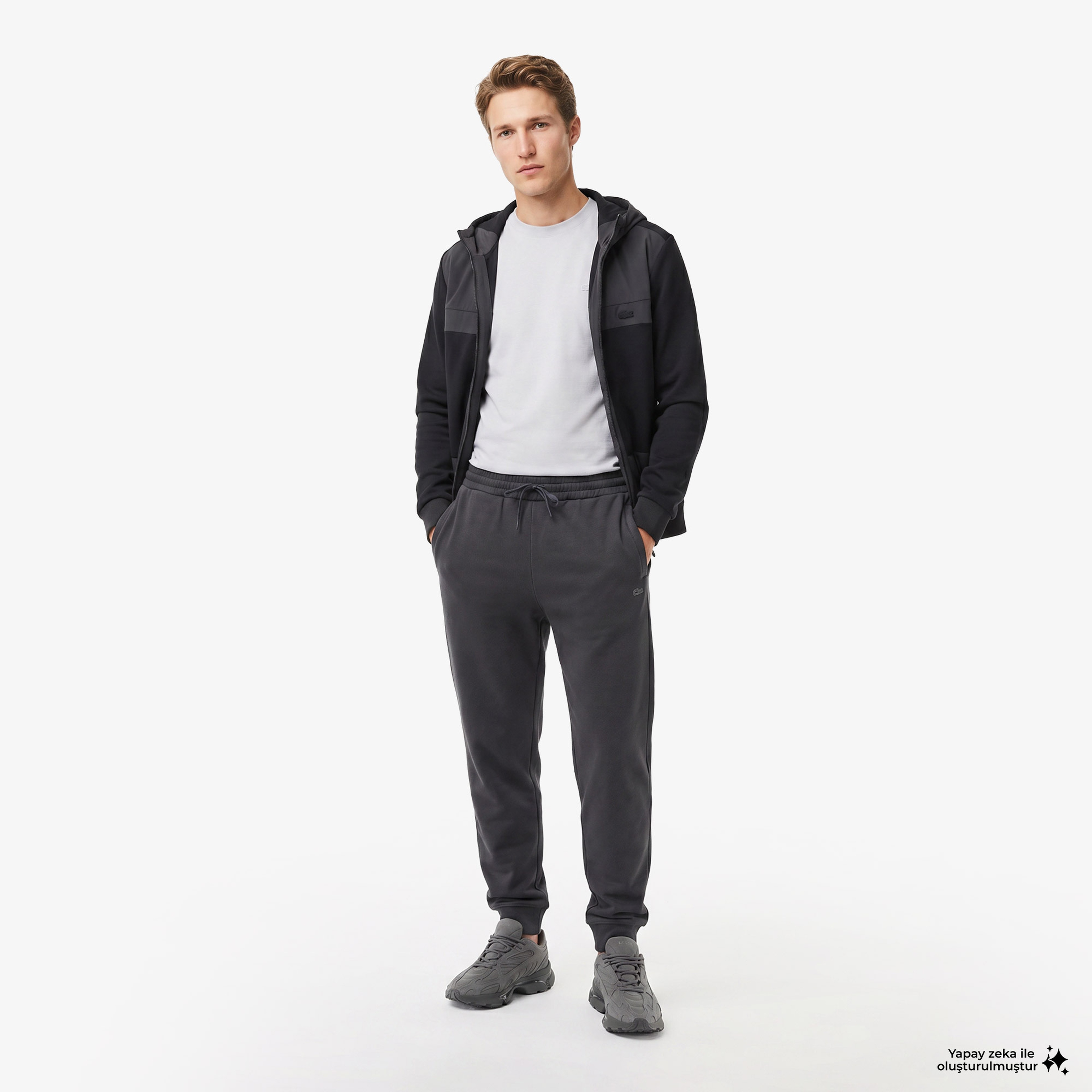 Erkek Regular Fit Fermuarlı Renk Bloklu Koyu Gri Sweatshirt Erkek Regular Fit Fermuarlı Renk Bloklu Koyu Gri Sweatshirt