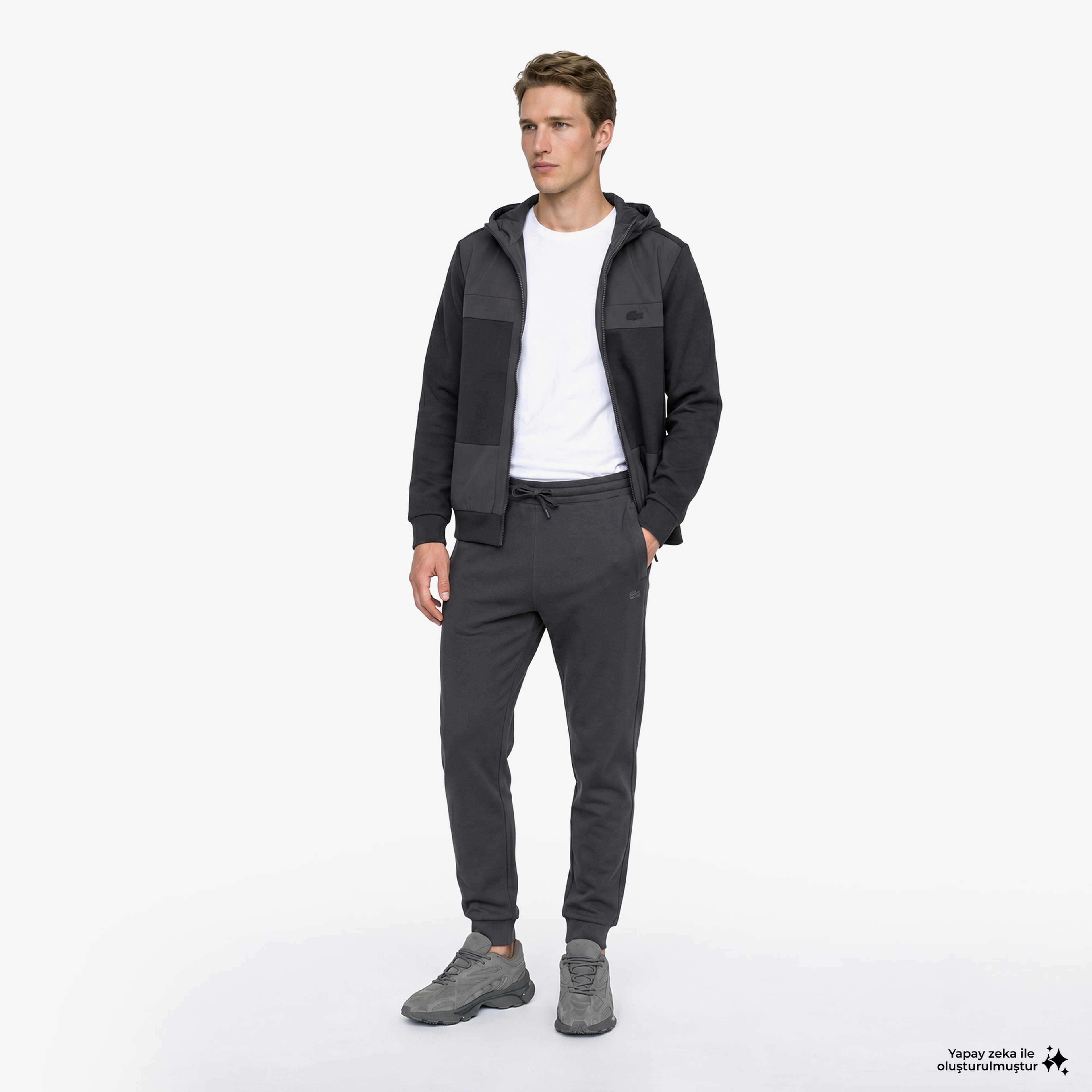 Erkek Regular Fit Fermuarlı Renk Bloklu Koyu Gri Sweatshirt Erkek Regular Fit Fermuarlı Renk Bloklu Koyu Gri Sweatshirt