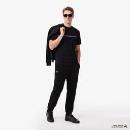 Erkek Relaxed Fit Bisiklet Yaka Baskılı Siyah T-Shirt Siyah