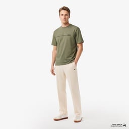 Erkek Relaxed Fit Bisiklet Yaka Baskılı Haki T-Shirt Yeşil