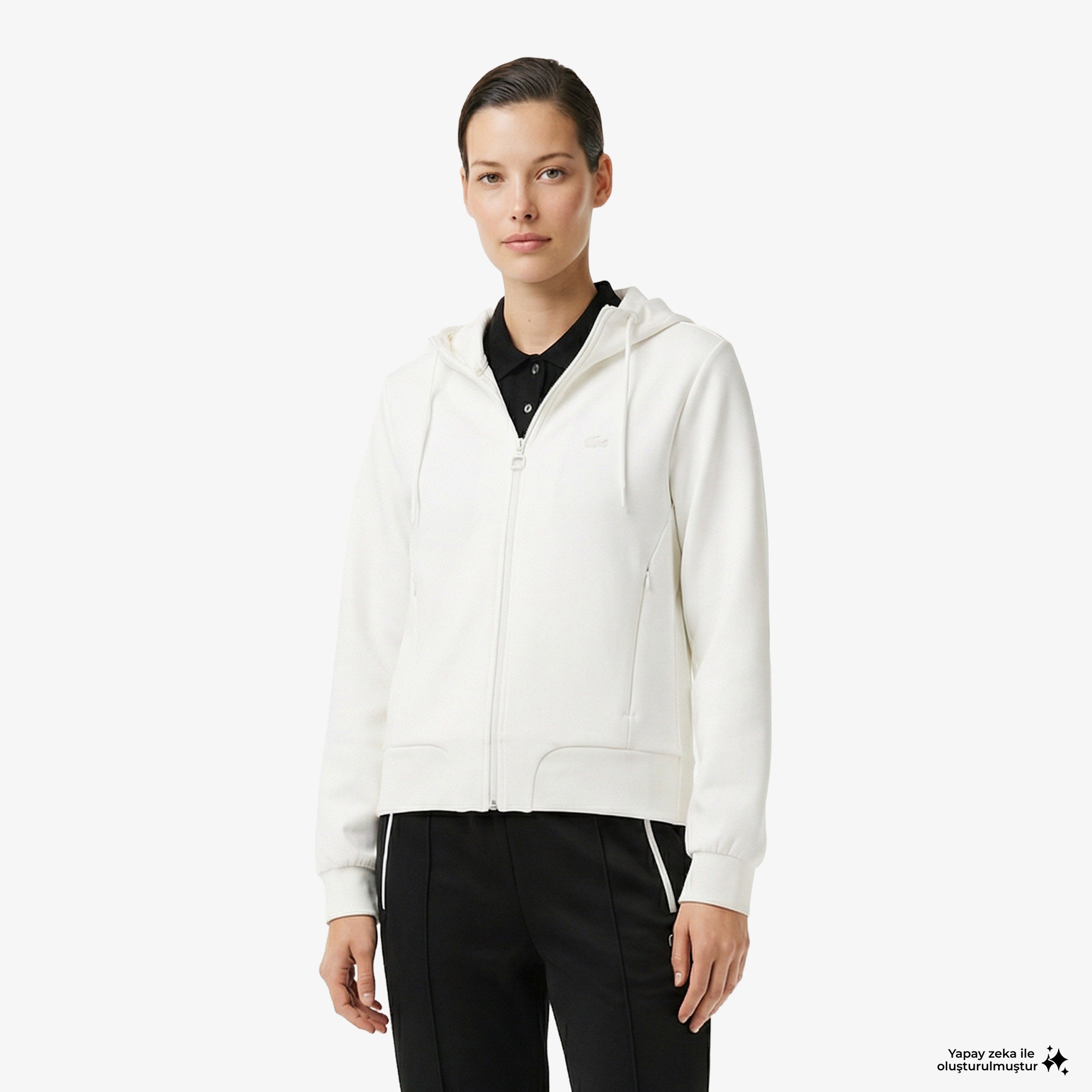 Kadın Regular Fit Kapüşonlu Beyaz Sweatshirt
