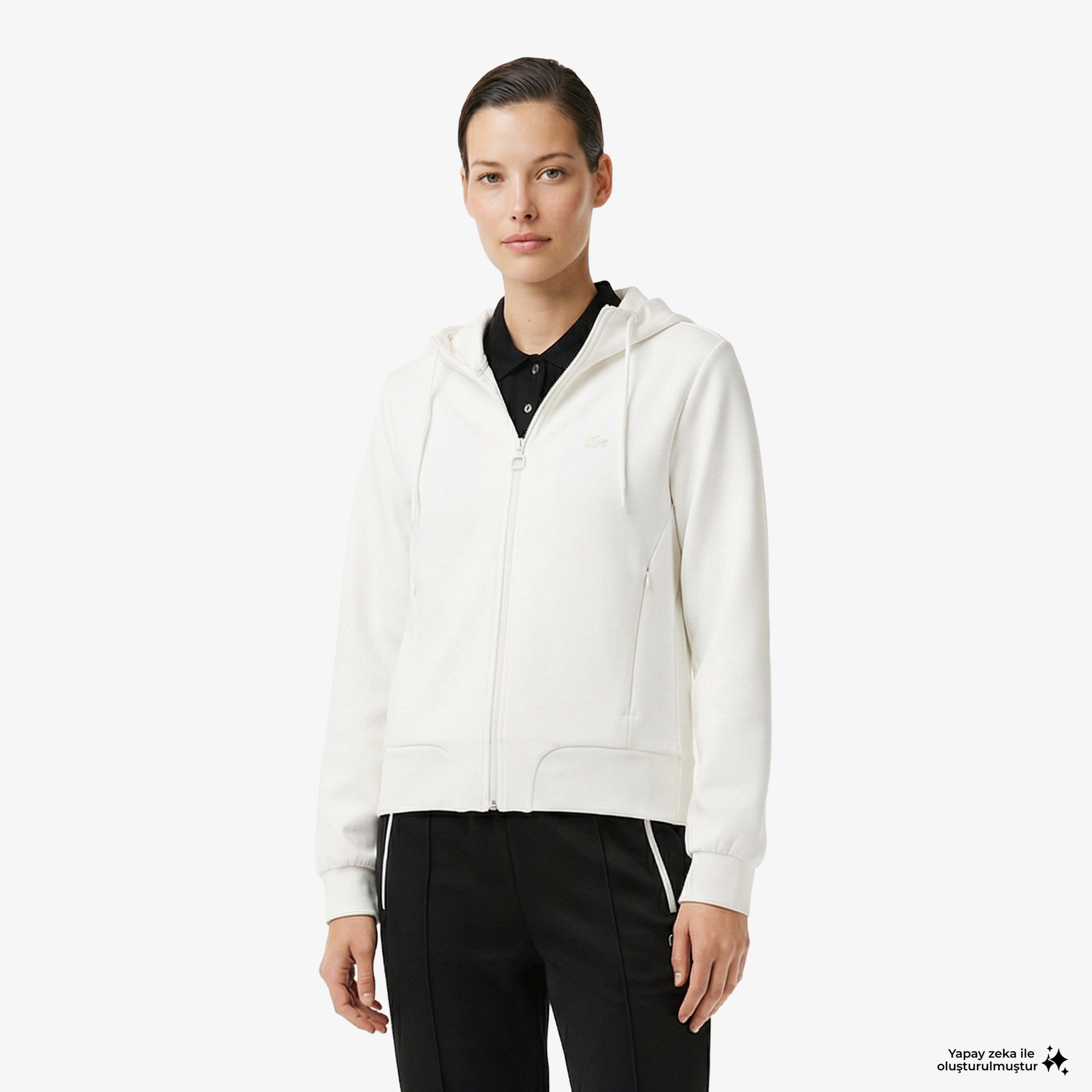 Kadın Regular Fit Kapüşonlu Beyaz Sweatshirt