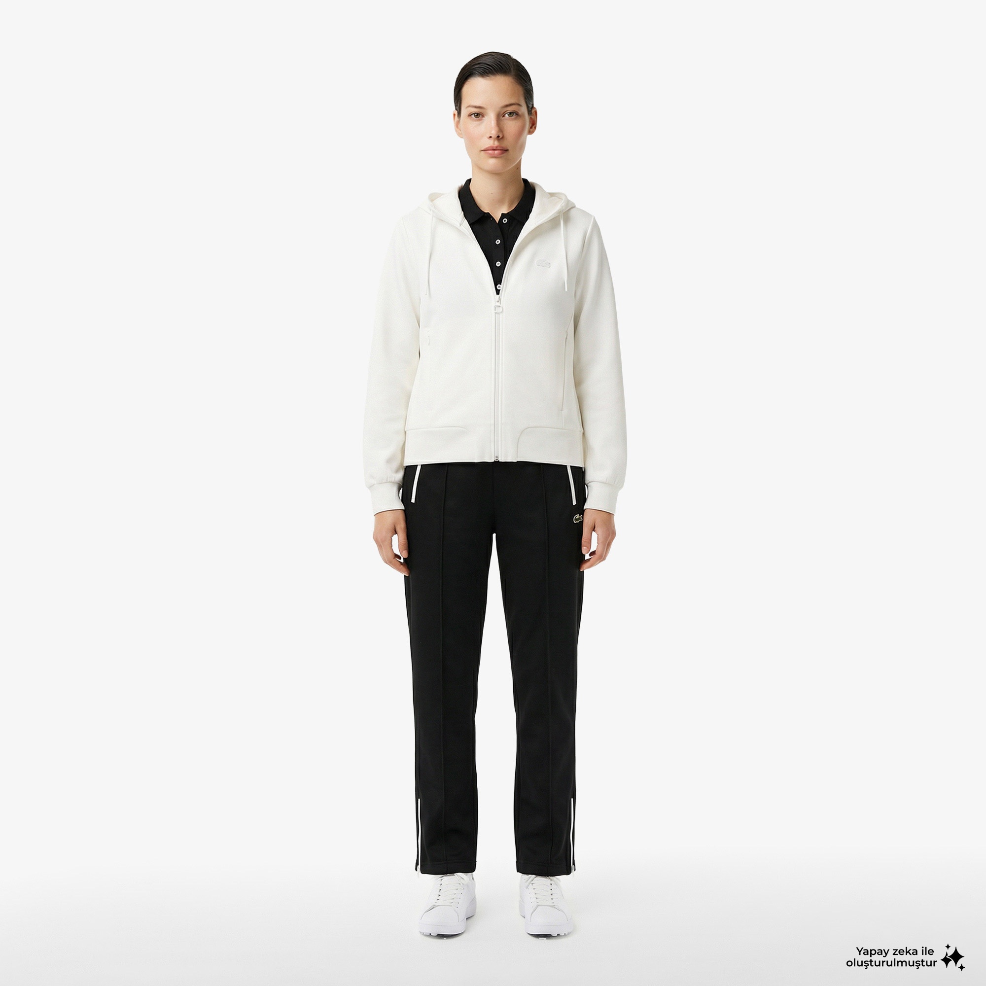 Kadın Regular Fit Kapüşonlu Beyaz Sweatshirt