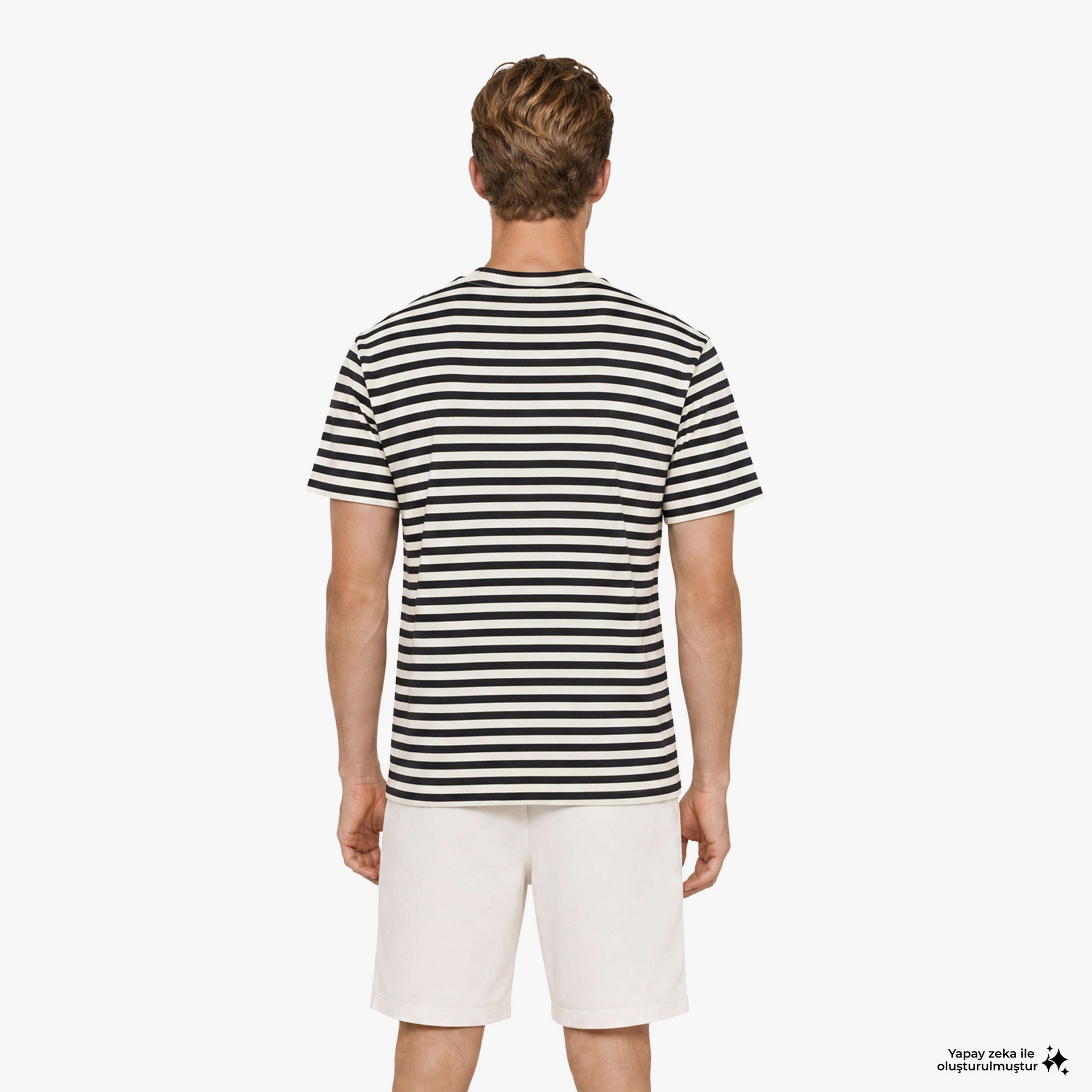 Erkek Relaxed Fit Bisiklet Yaka Çizgili Kahverengi T-Shirt Erkek Relaxed Fit Bisiklet Yaka Çizgili Kahverengi T-Shirt