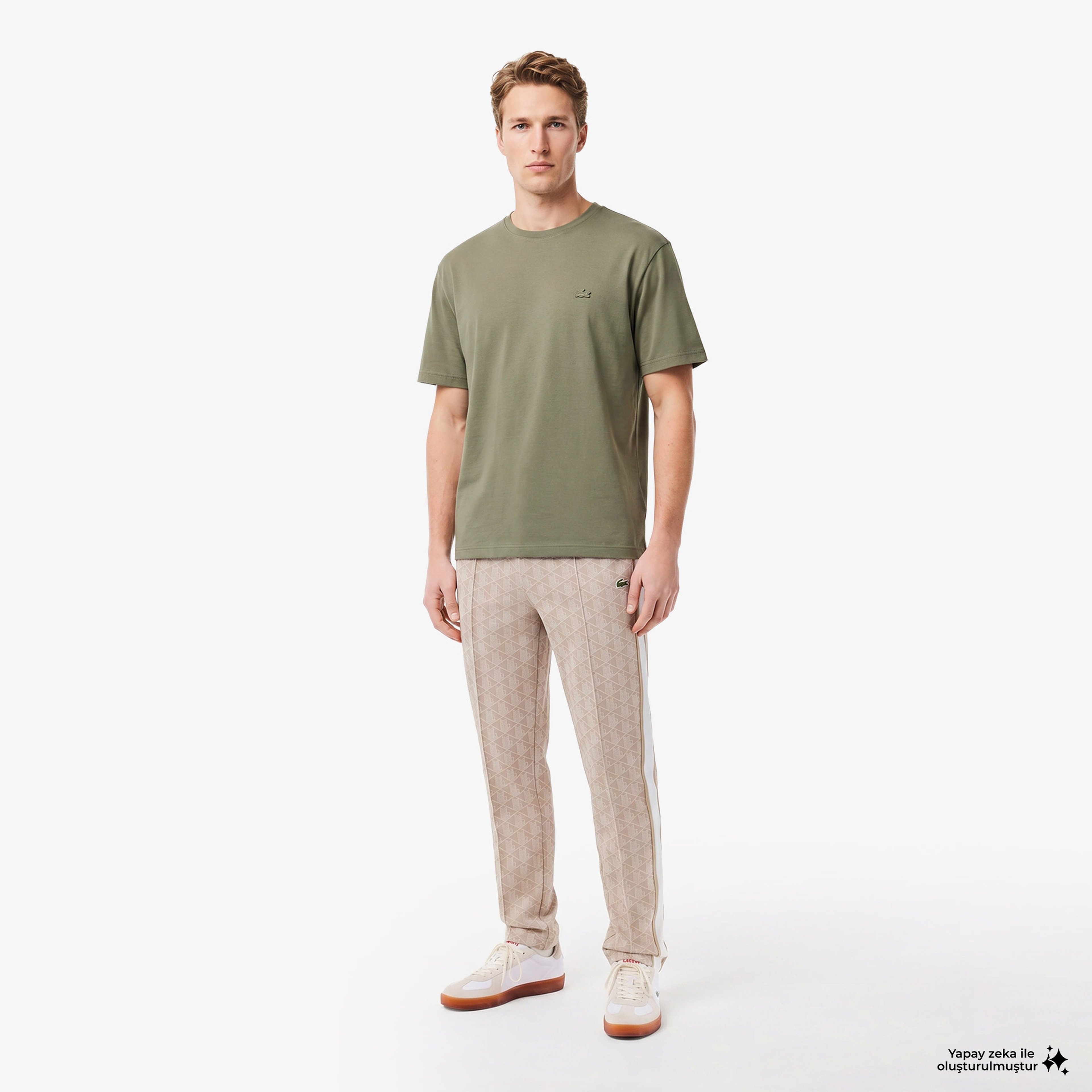 Erkek Relaxed Fit Bisiklet Yaka Haki T-Shirt Erkek Relaxed Fit Bisiklet Yaka Haki T-Shirt
