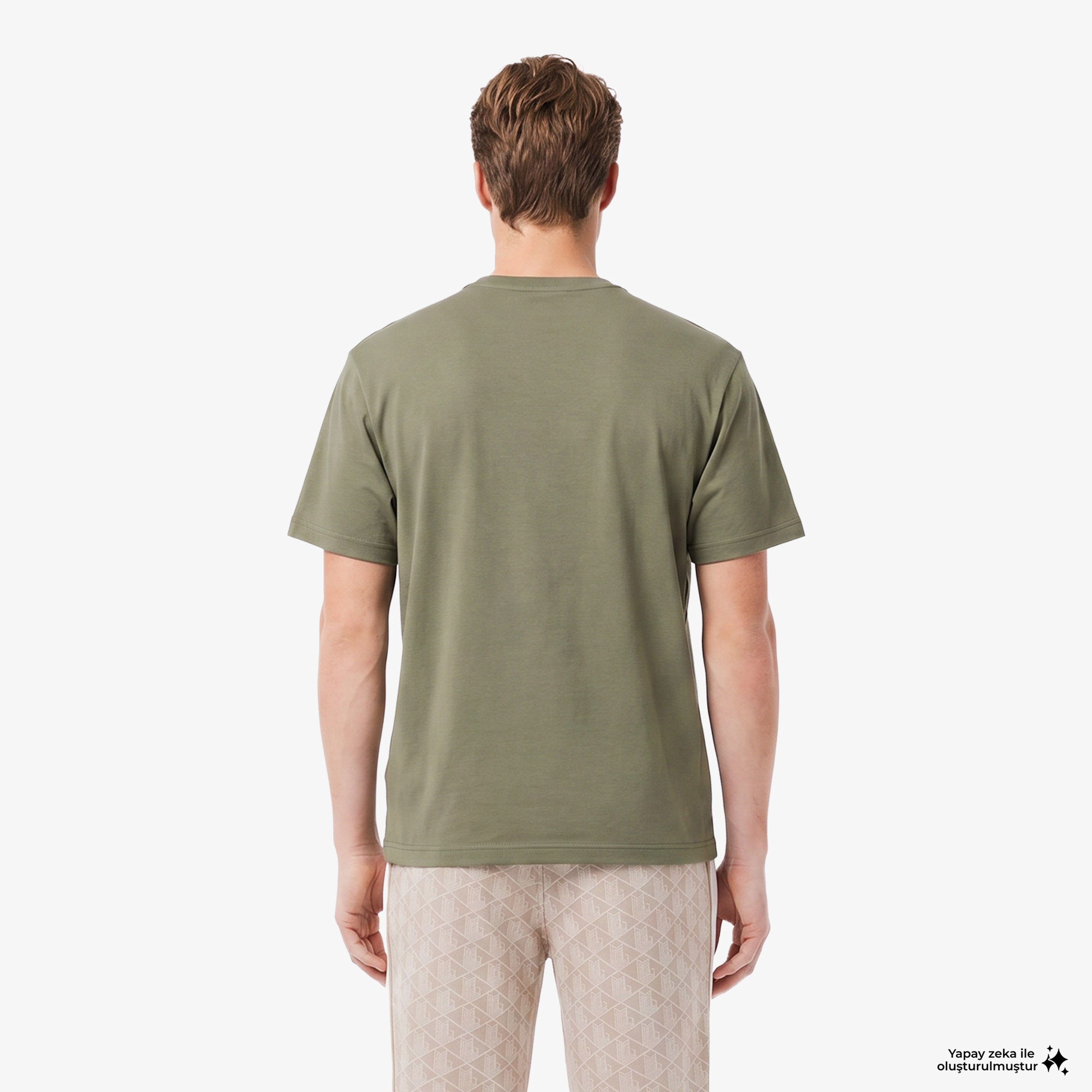 Erkek Relaxed Fit Bisiklet Yaka Haki T-Shirt Erkek Relaxed Fit Bisiklet Yaka Haki T-Shirt