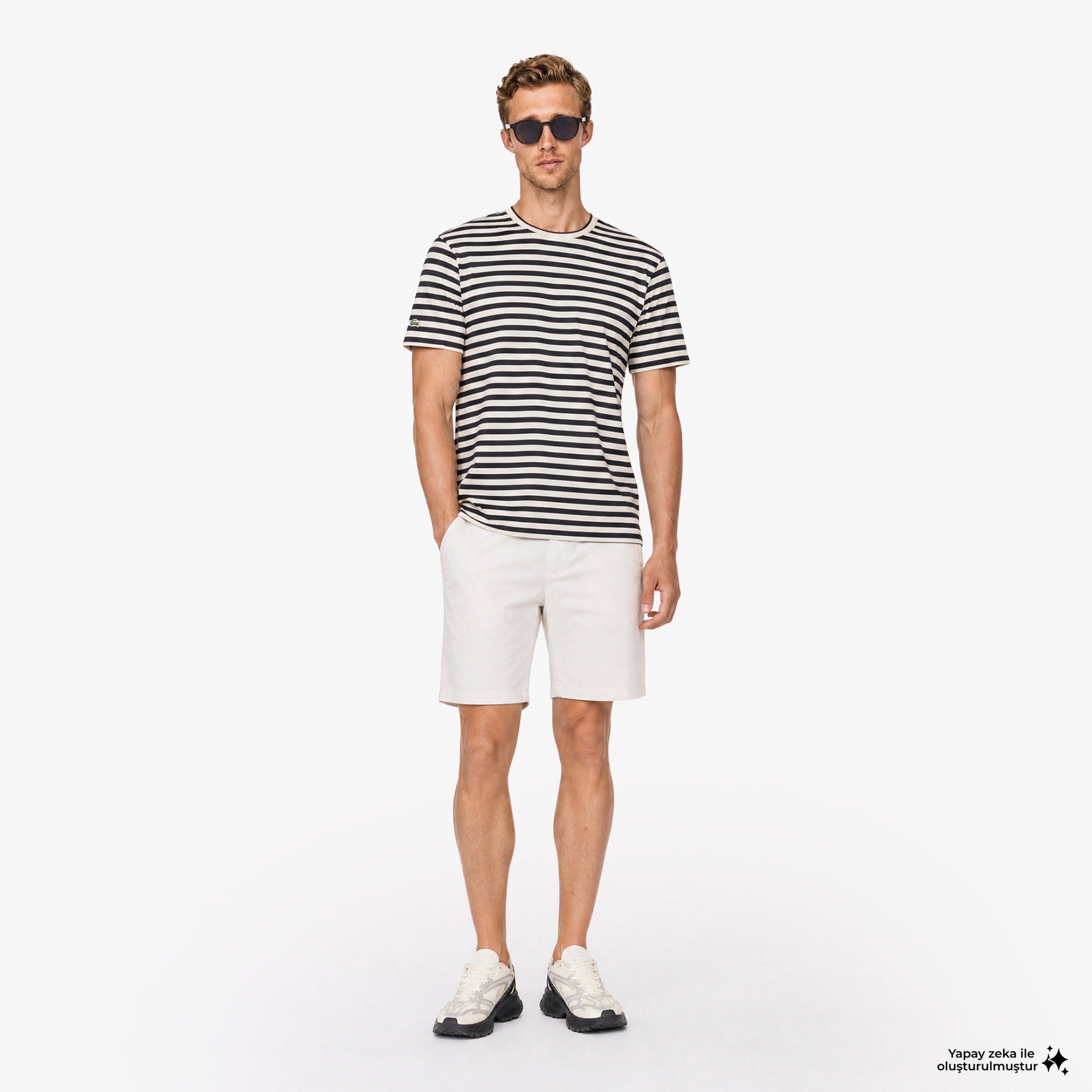 Erkek Relaxed Fit Bisiklet Yaka Çizgili Kahverengi T-Shirt Erkek Relaxed Fit Bisiklet Yaka Çizgili Kahverengi T-Shirt