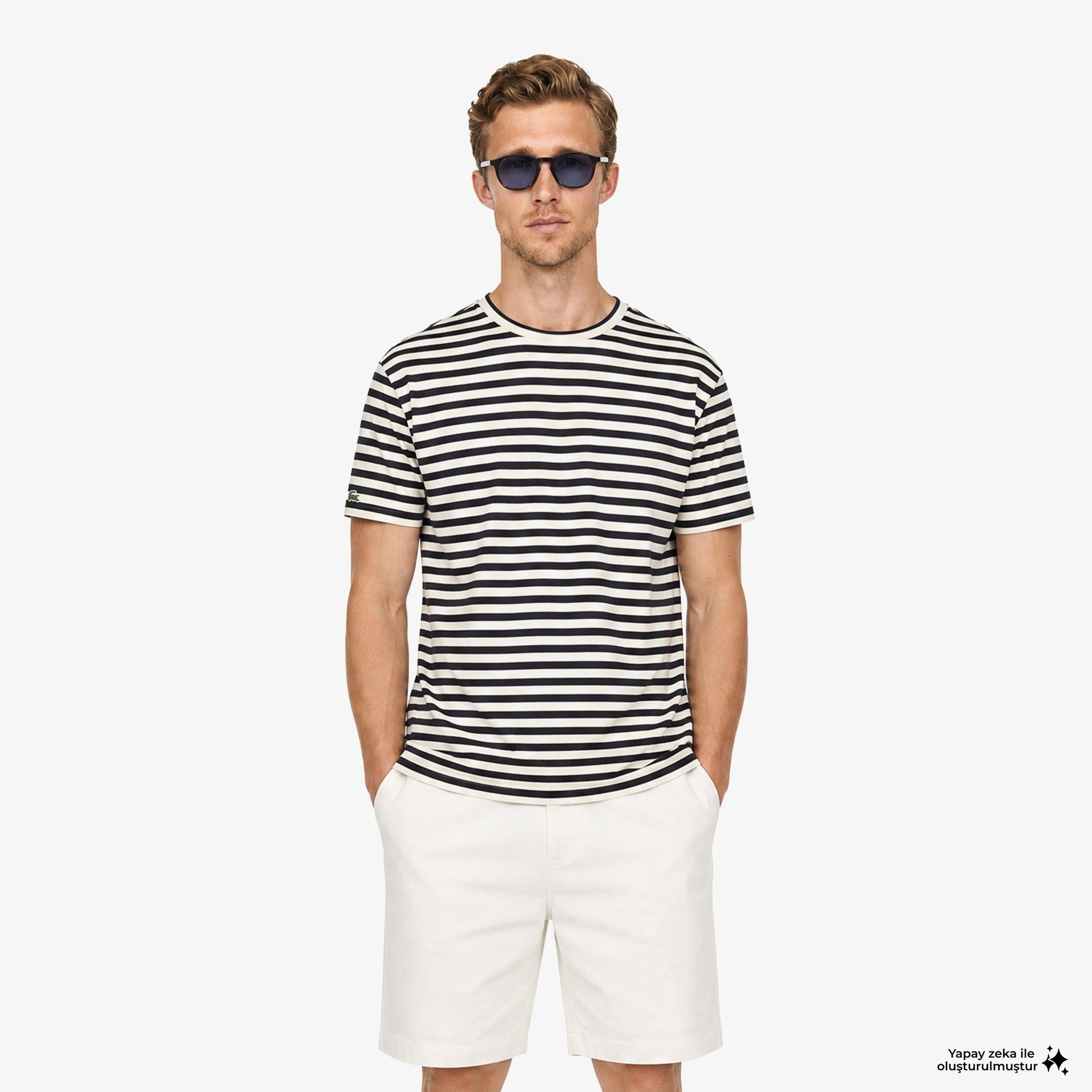 Erkek Relaxed Fit Bisiklet Yaka Çizgili Kahverengi T-Shirt Erkek Relaxed Fit Bisiklet Yaka Çizgili Kahverengi T-Shirt