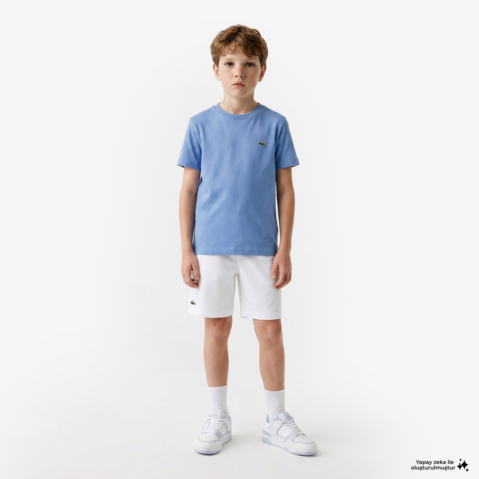 Çocuk Bisiklet Yaka Mavi T-Shirt
