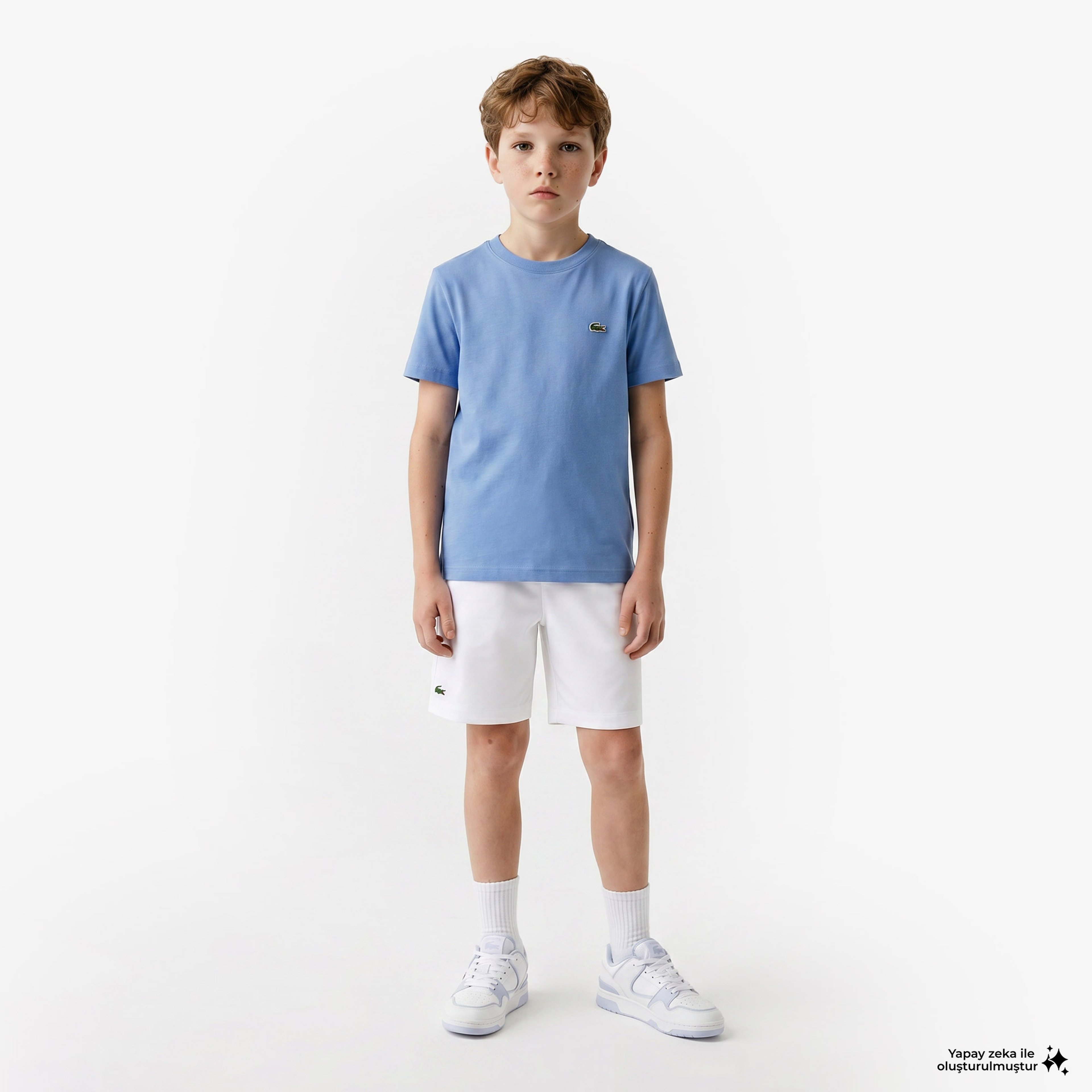 Çocuk Bisiklet Yaka Mavi T-Shirt Çocuk Bisiklet Yaka Mavi T-Shirt