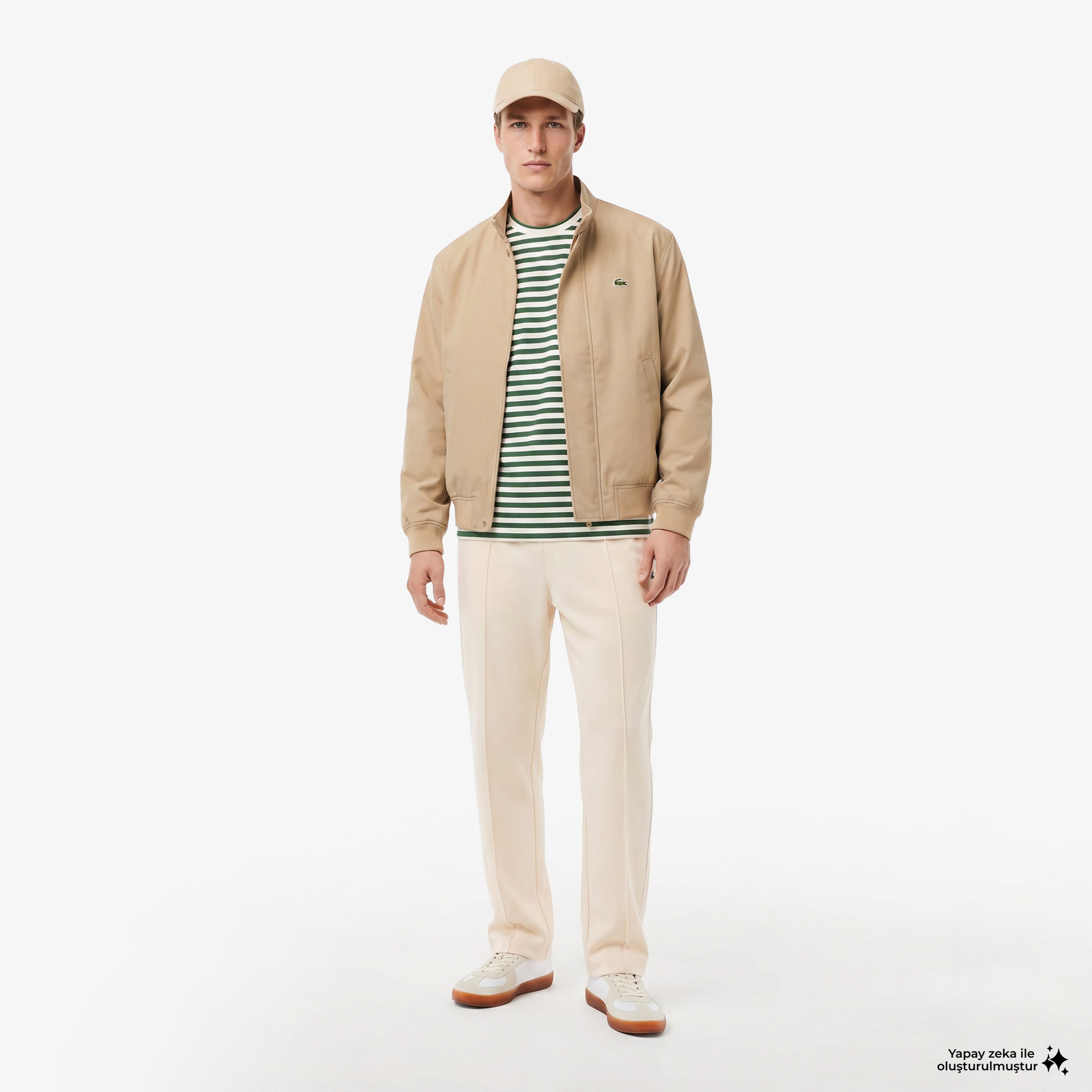 Erkek Relaxed Fit Bisiklet Yaka Çizgili Yeşil T-Shirt Erkek Relaxed Fit Bisiklet Yaka Çizgili Yeşil T-Shirt