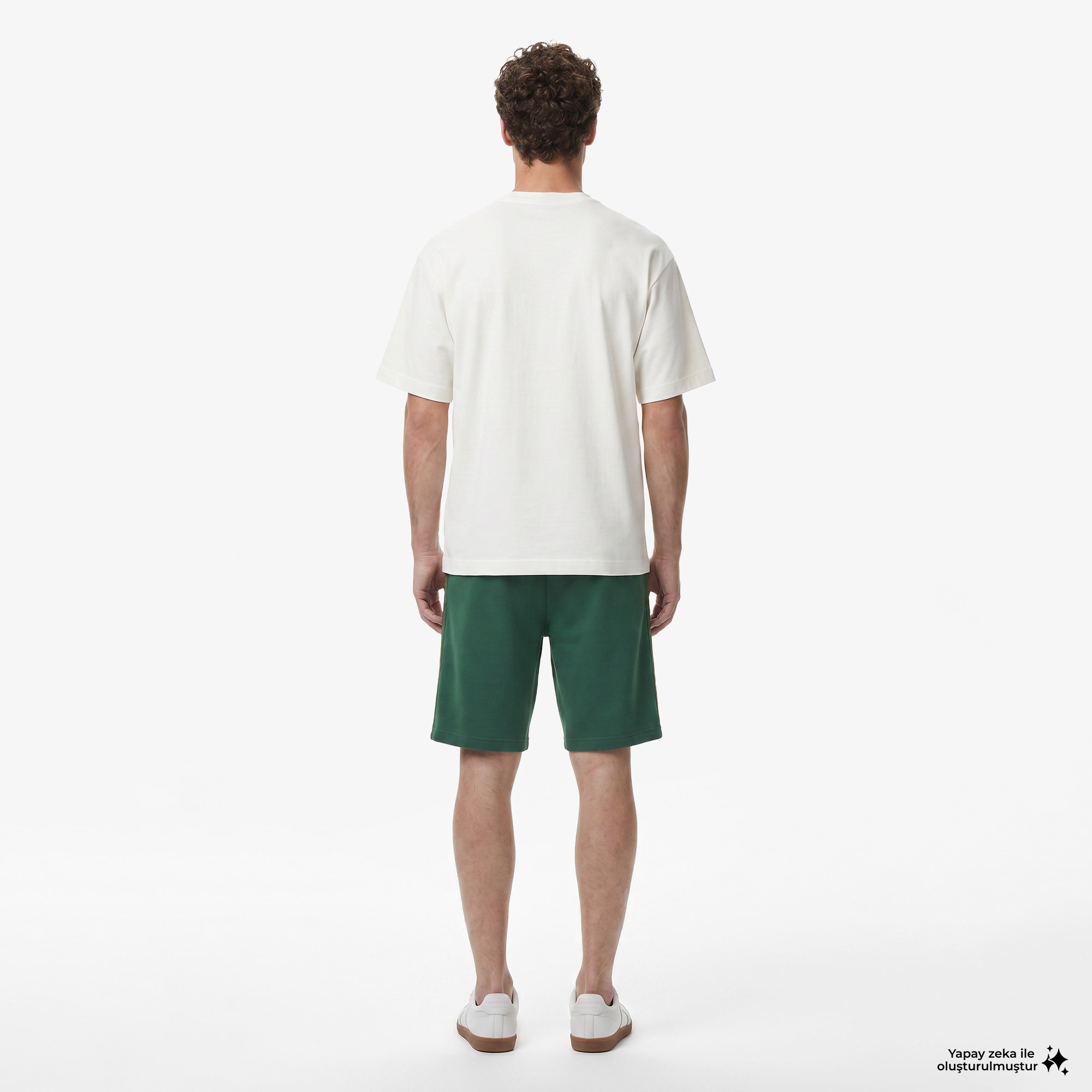 Erkek Loose Fit Bisiklet Yaka Beyaz T-Shirt