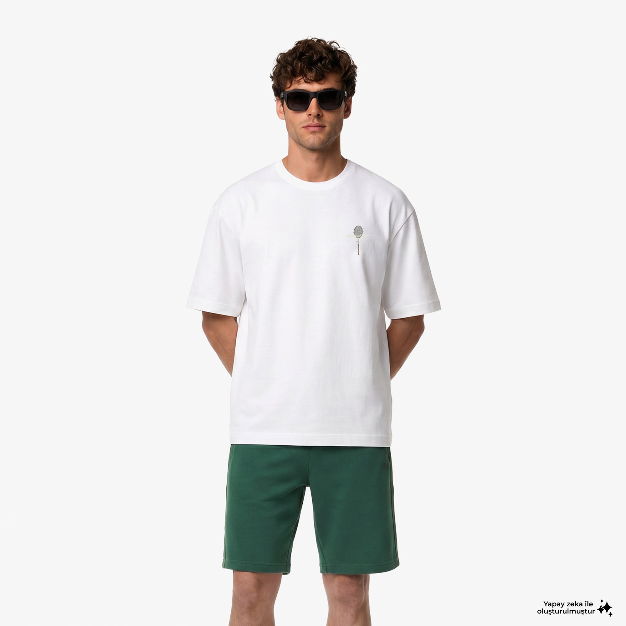 Erkek Loose Fit Bisiklet Yaka Beyaz T-Shirt