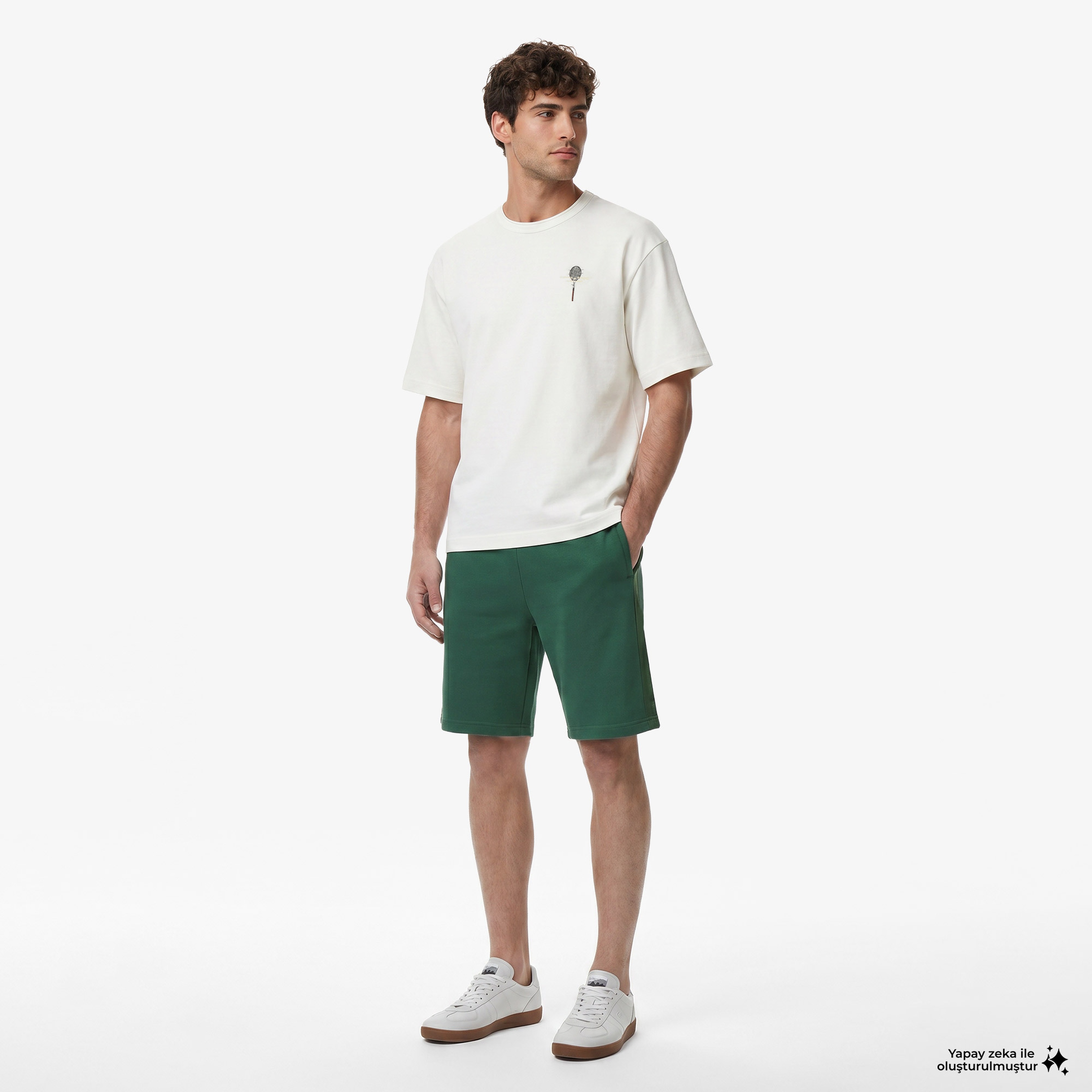 Erkek Loose Fit Bisiklet Yaka Beyaz T-Shirt Erkek Loose Fit Bisiklet Yaka Beyaz T-Shirt
