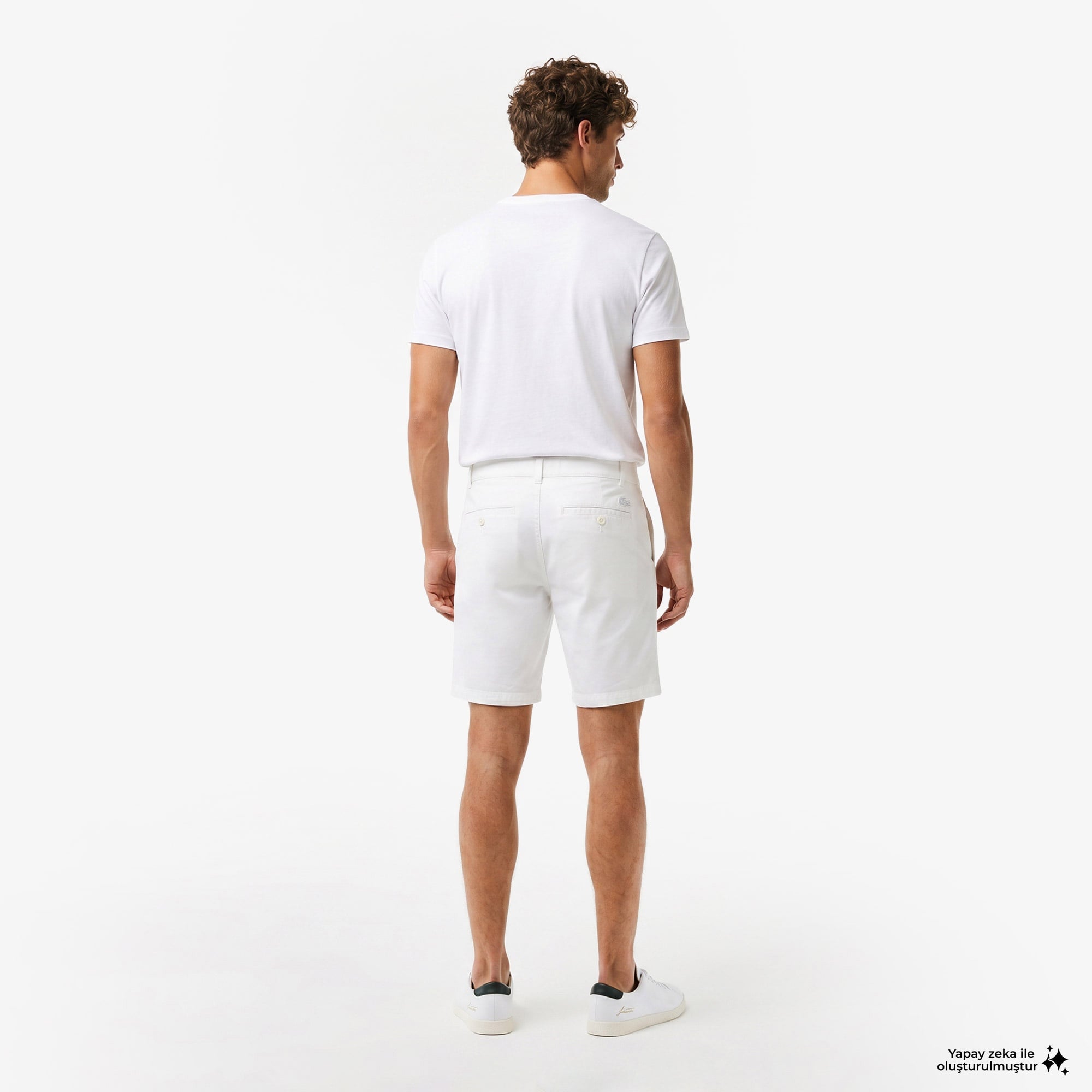 Erkek Slim Fit Beyaz Bermuda Şort
