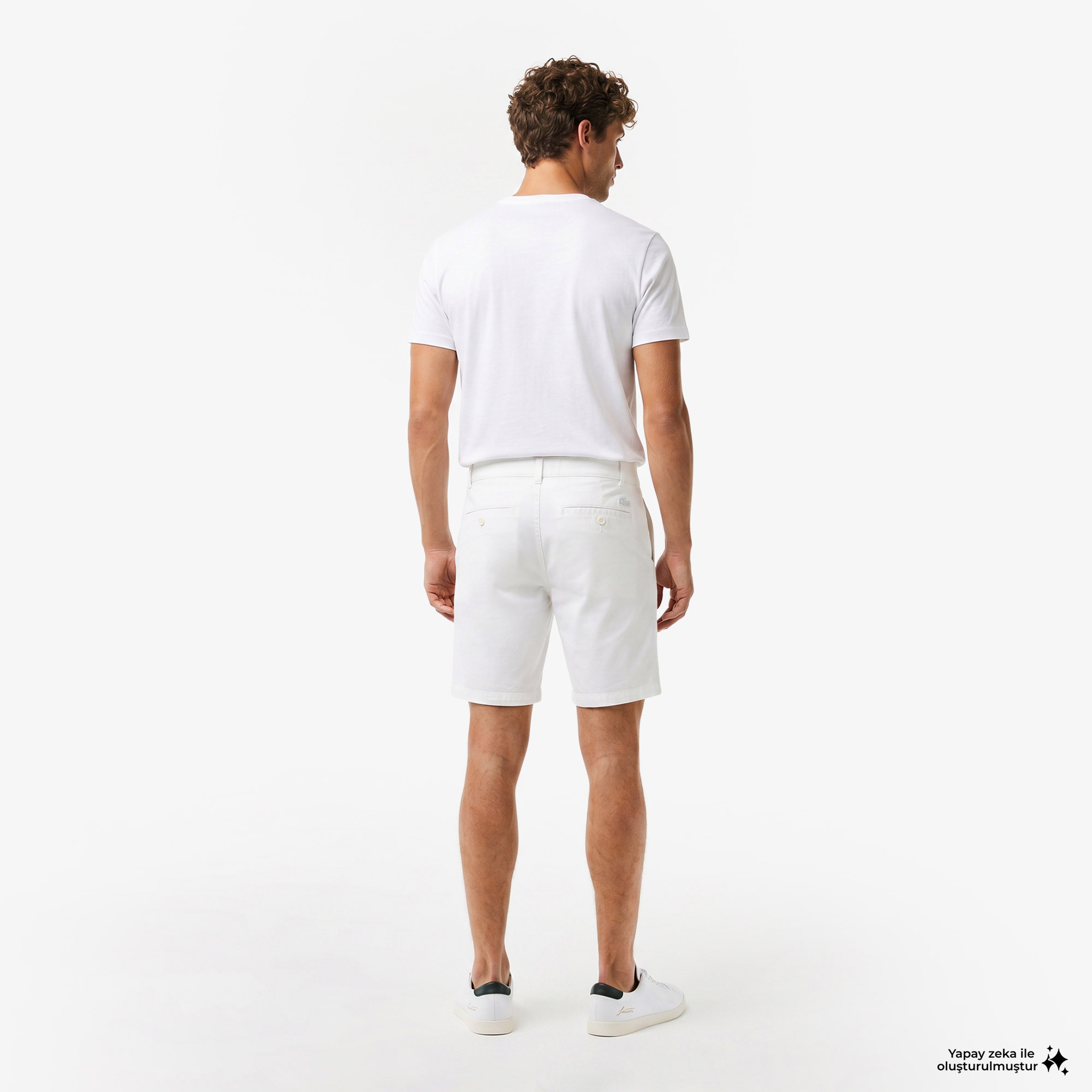 Erkek Slim Fit Beyaz Bermuda Şort Erkek Slim Fit Beyaz Bermuda Şort
