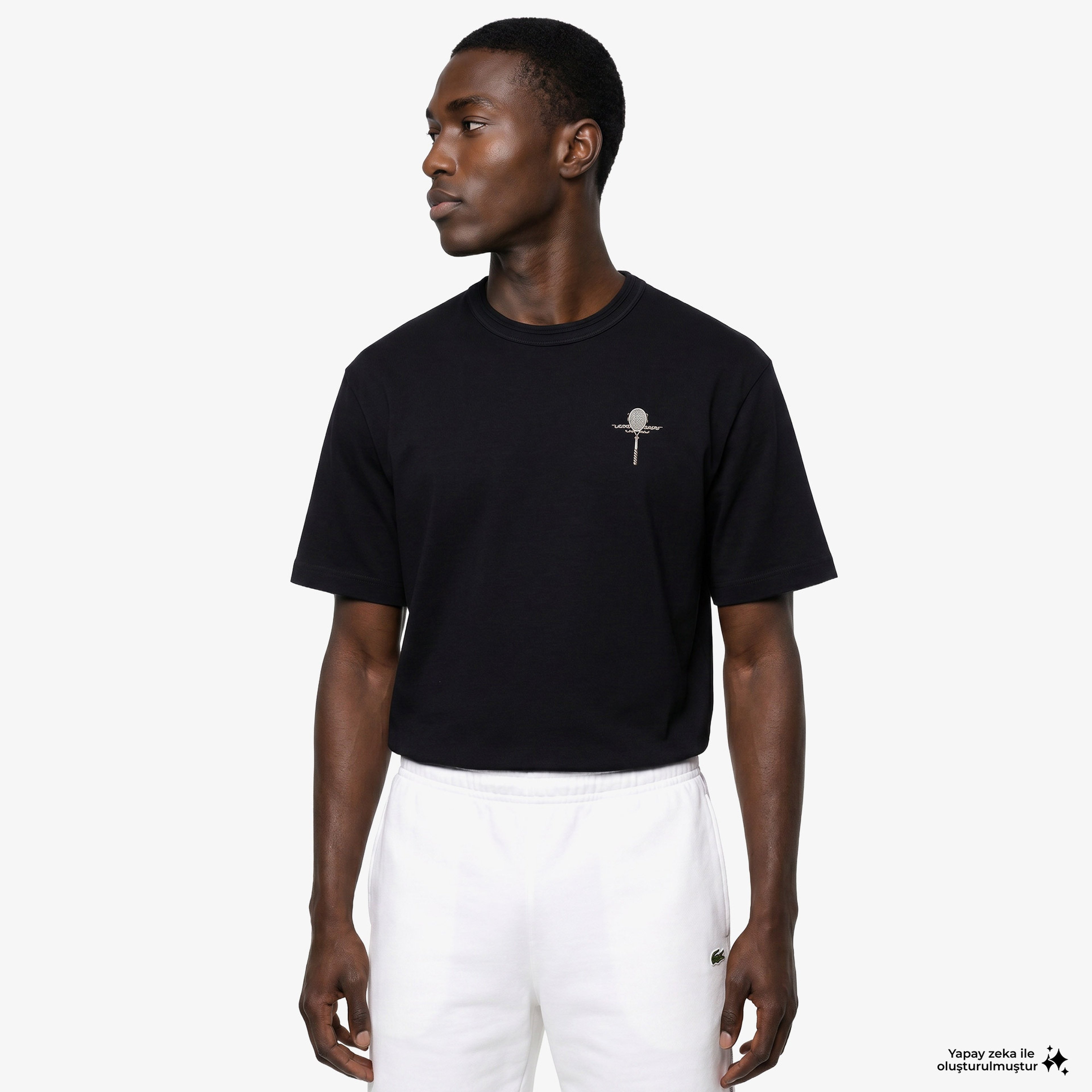 Erkek Loose Fit Bisiklet Yaka Siyah T-Shirt Erkek Loose Fit Bisiklet Yaka Siyah T-Shirt