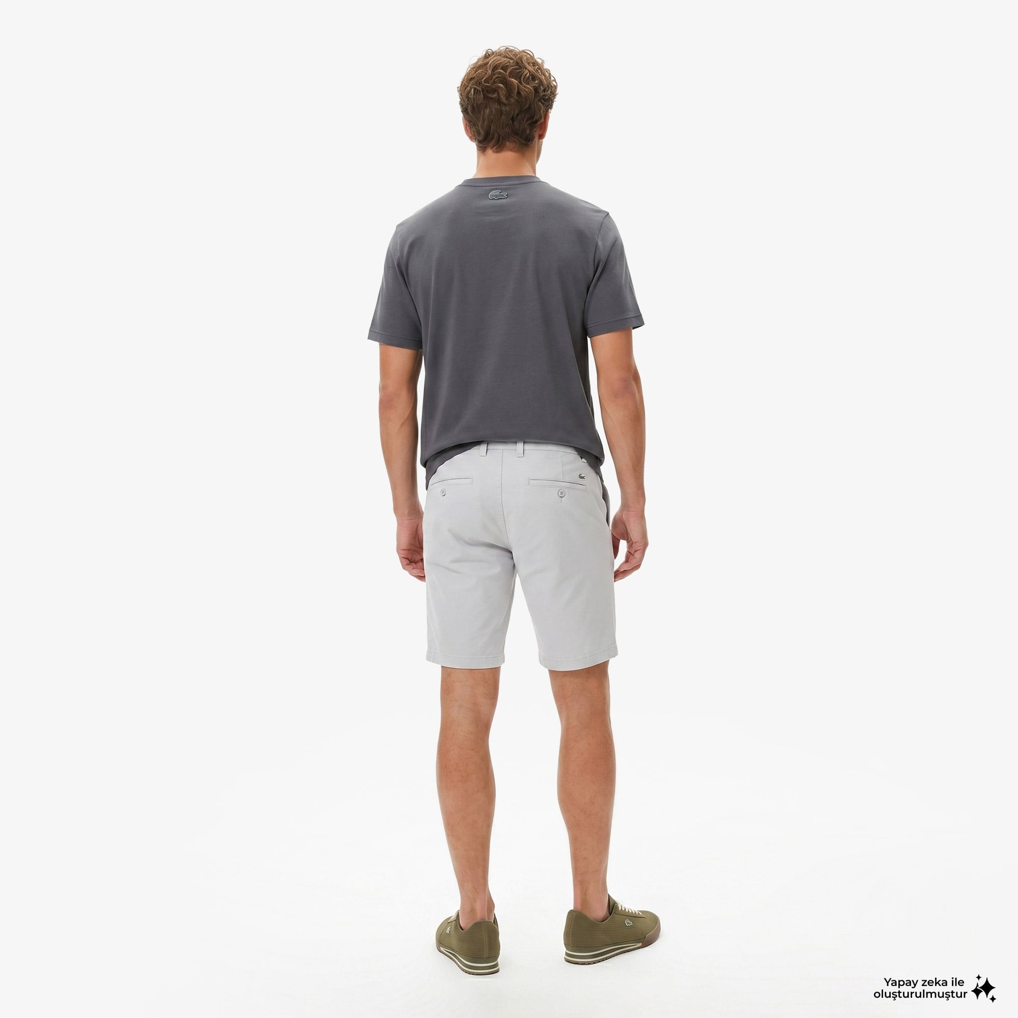 Erkek Slim Fit Gri Bermuda Şort