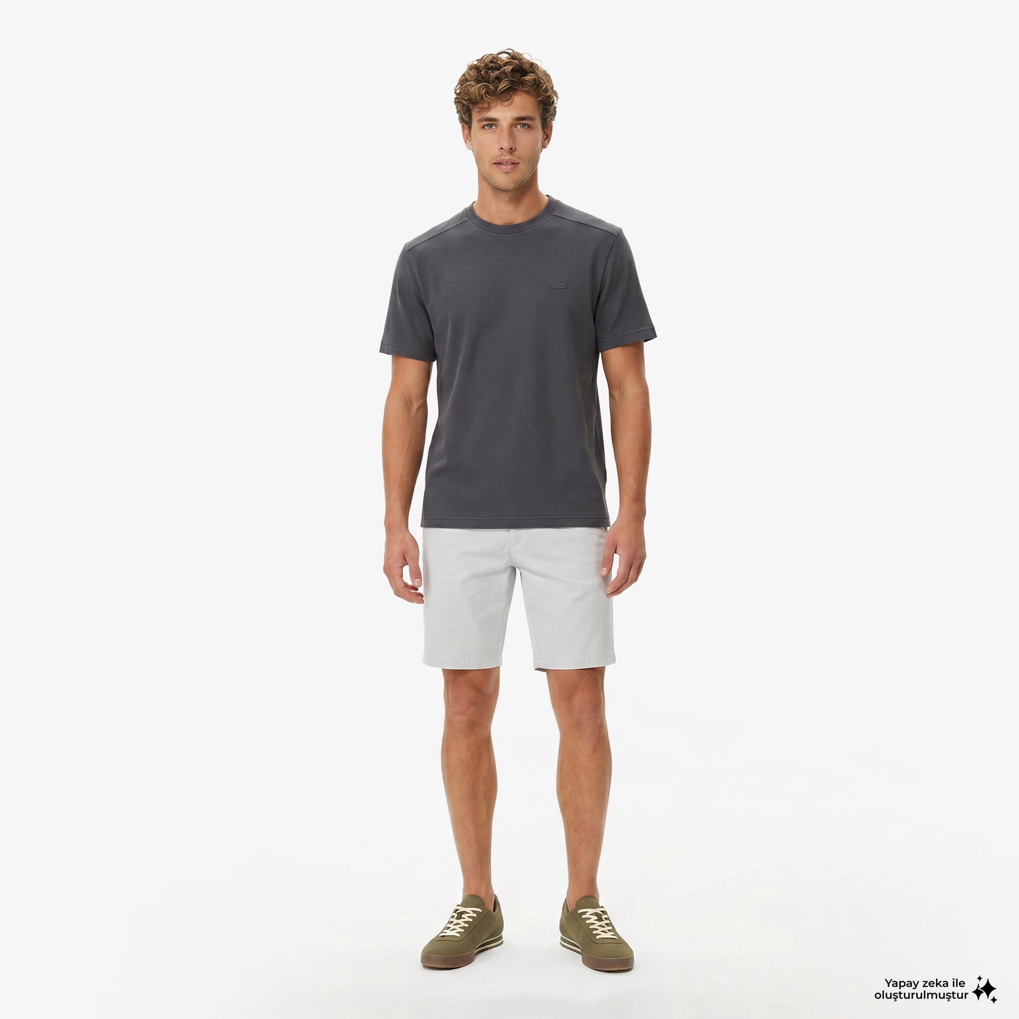 Erkek Slim Fit Gri Bermuda Şort