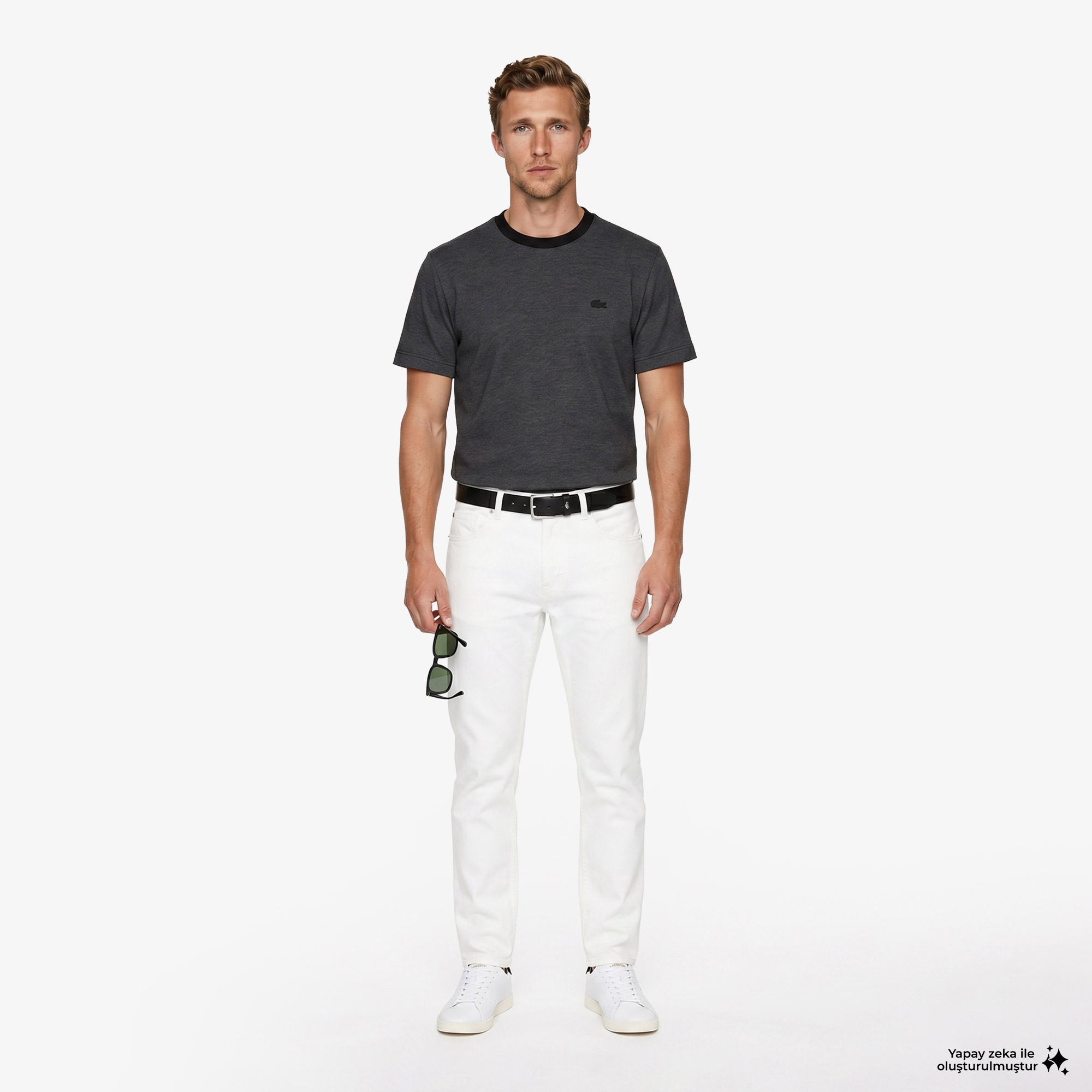 Erkek Slim Fit Krem Jean Pantolon