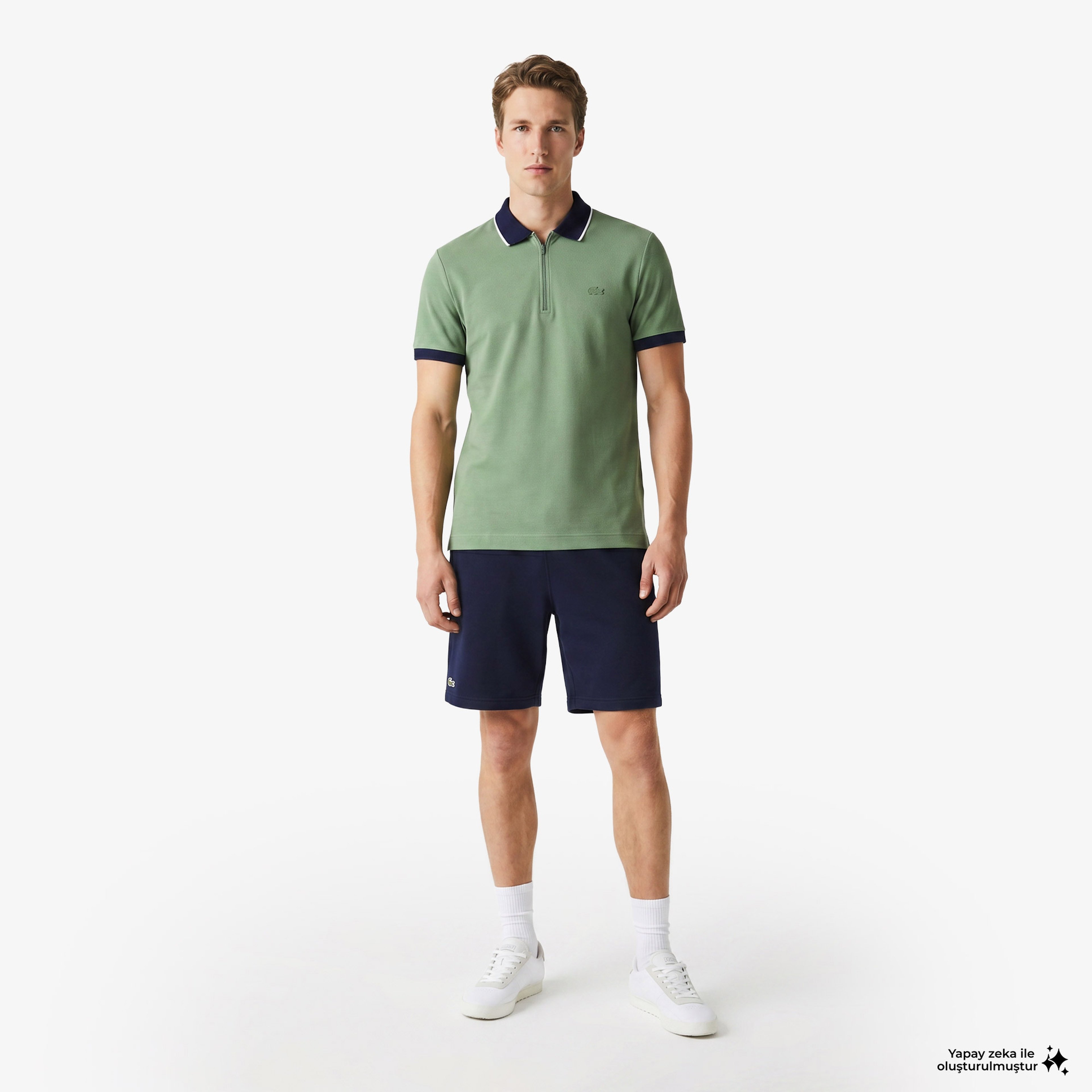 Erkek Regular Fit Renk Bloklu Yeşil Polo Erkek Regular Fit Renk Bloklu Yeşil Polo