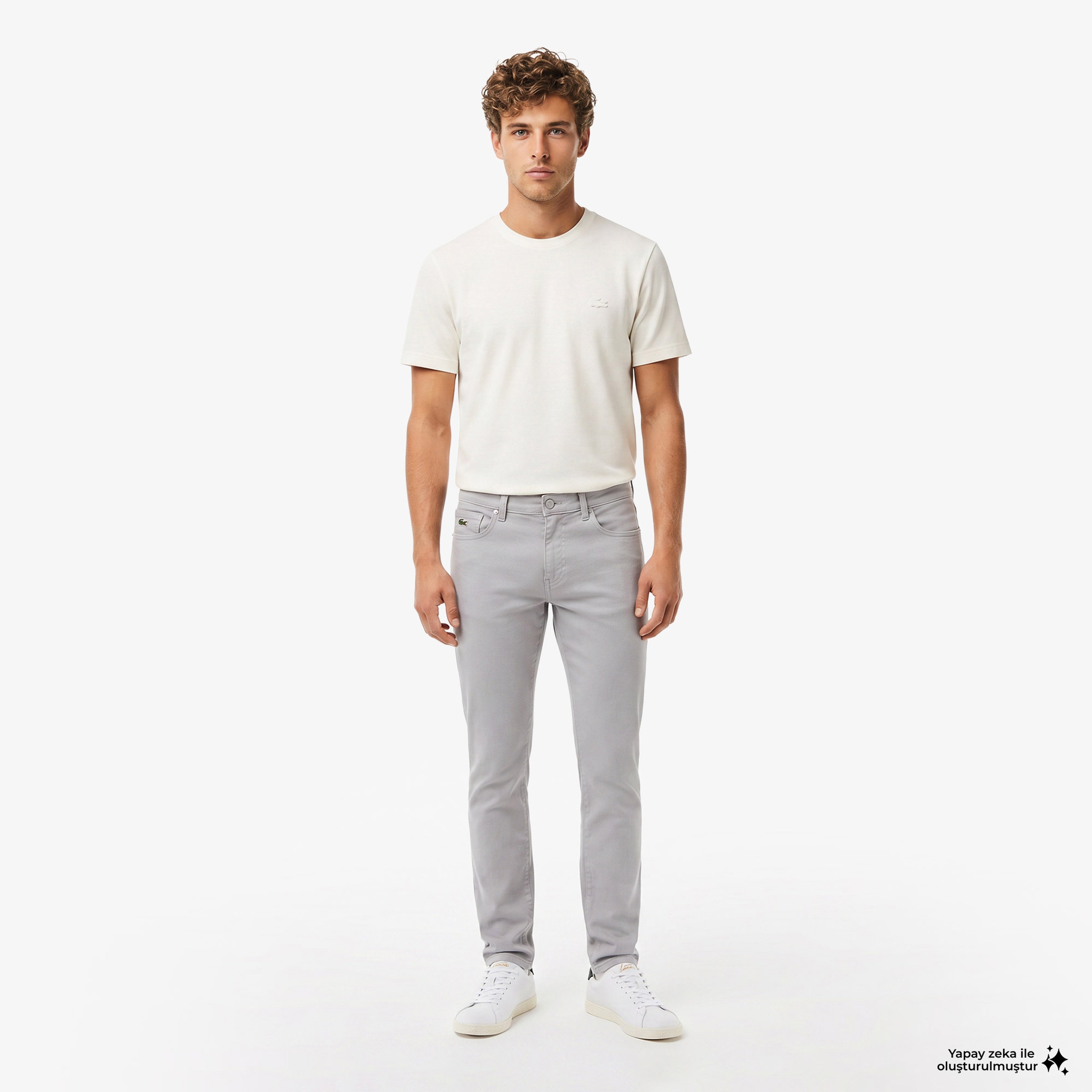 Erkek Slim Fit Gri Jean Pantolon
