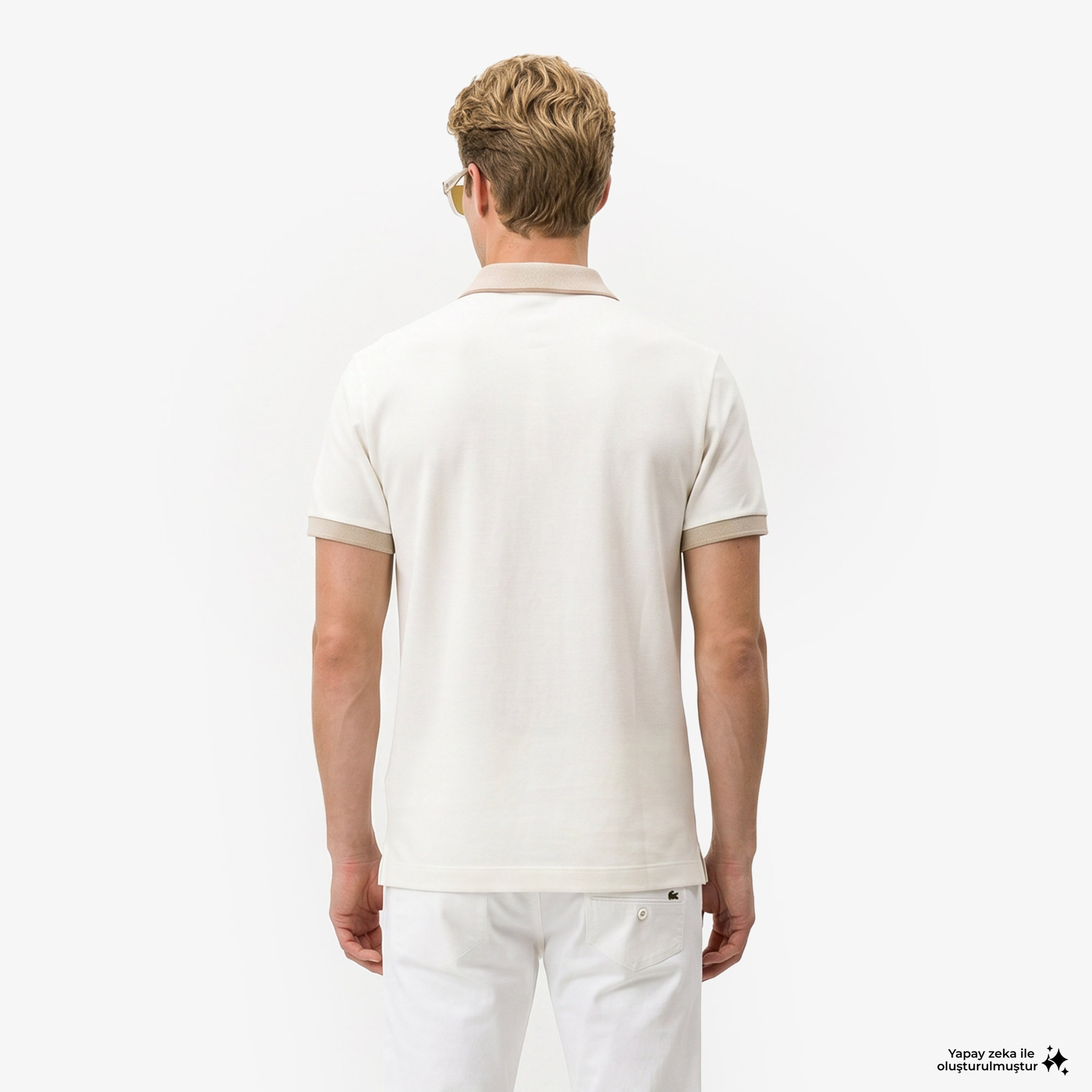 Erkek Regular Fit Renk Bloklu Krem Polo Erkek Regular Fit Renk Bloklu Krem Polo