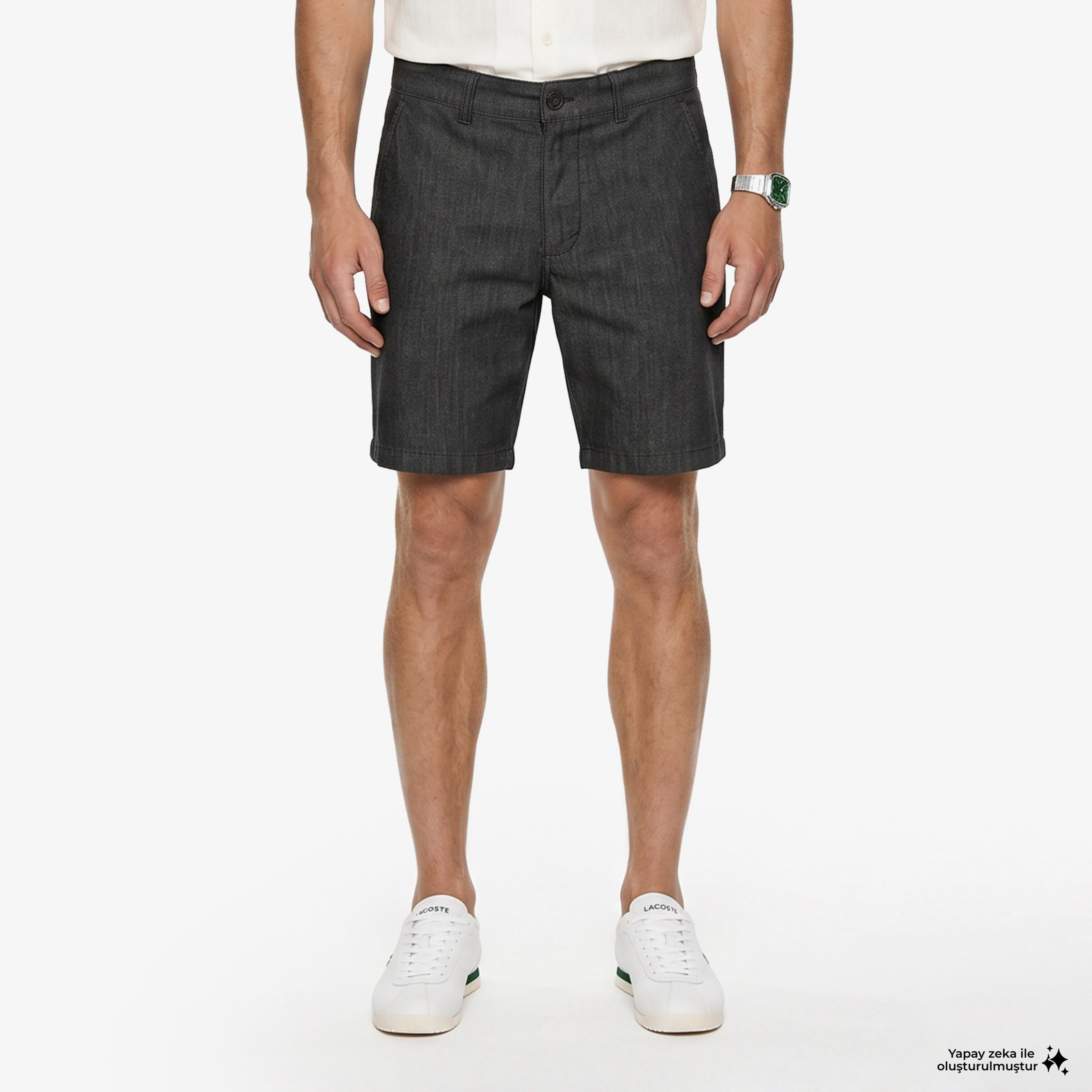 Erkek Slim Fit Siyah Bermuda Şort