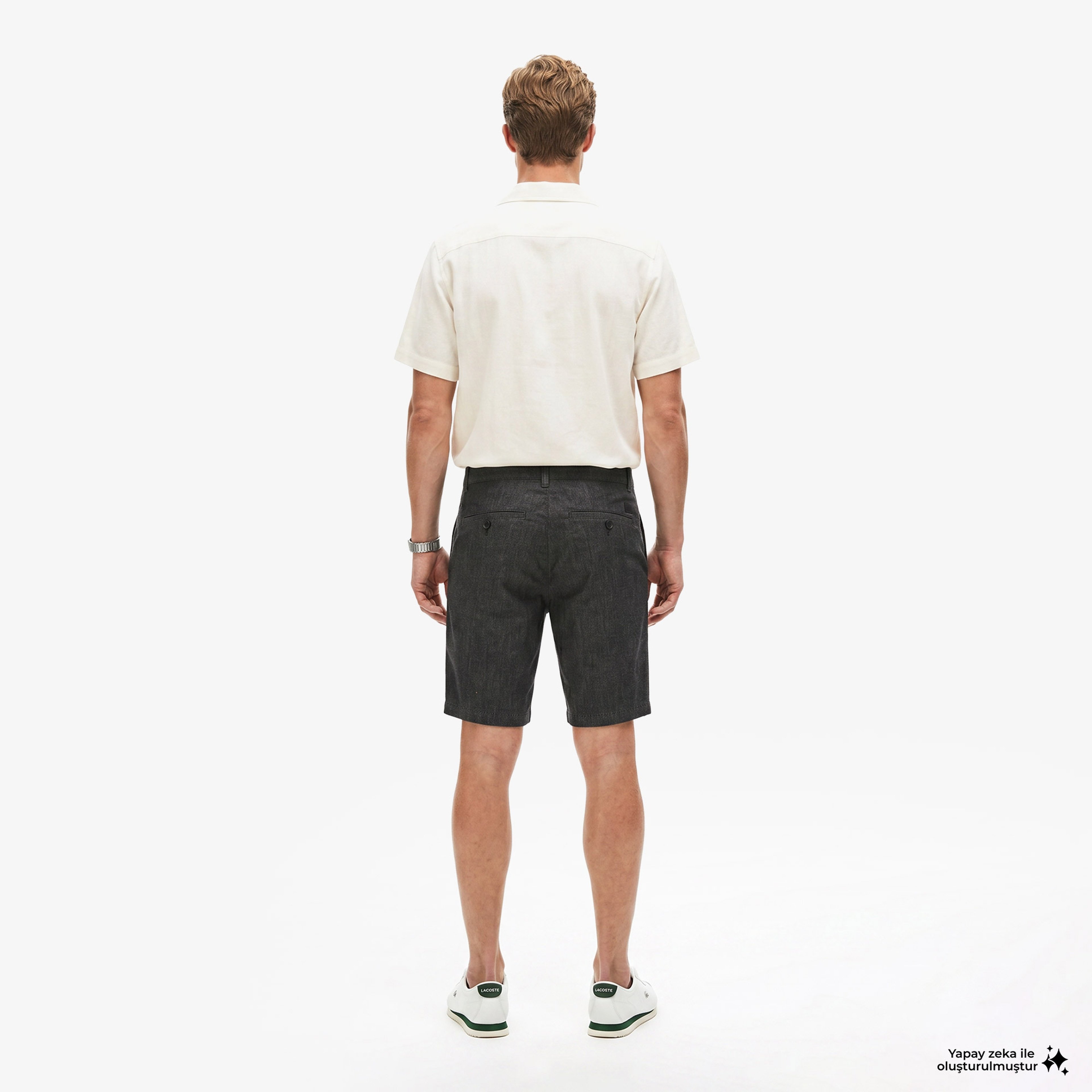 Erkek Slim Fit Siyah Bermuda Şort