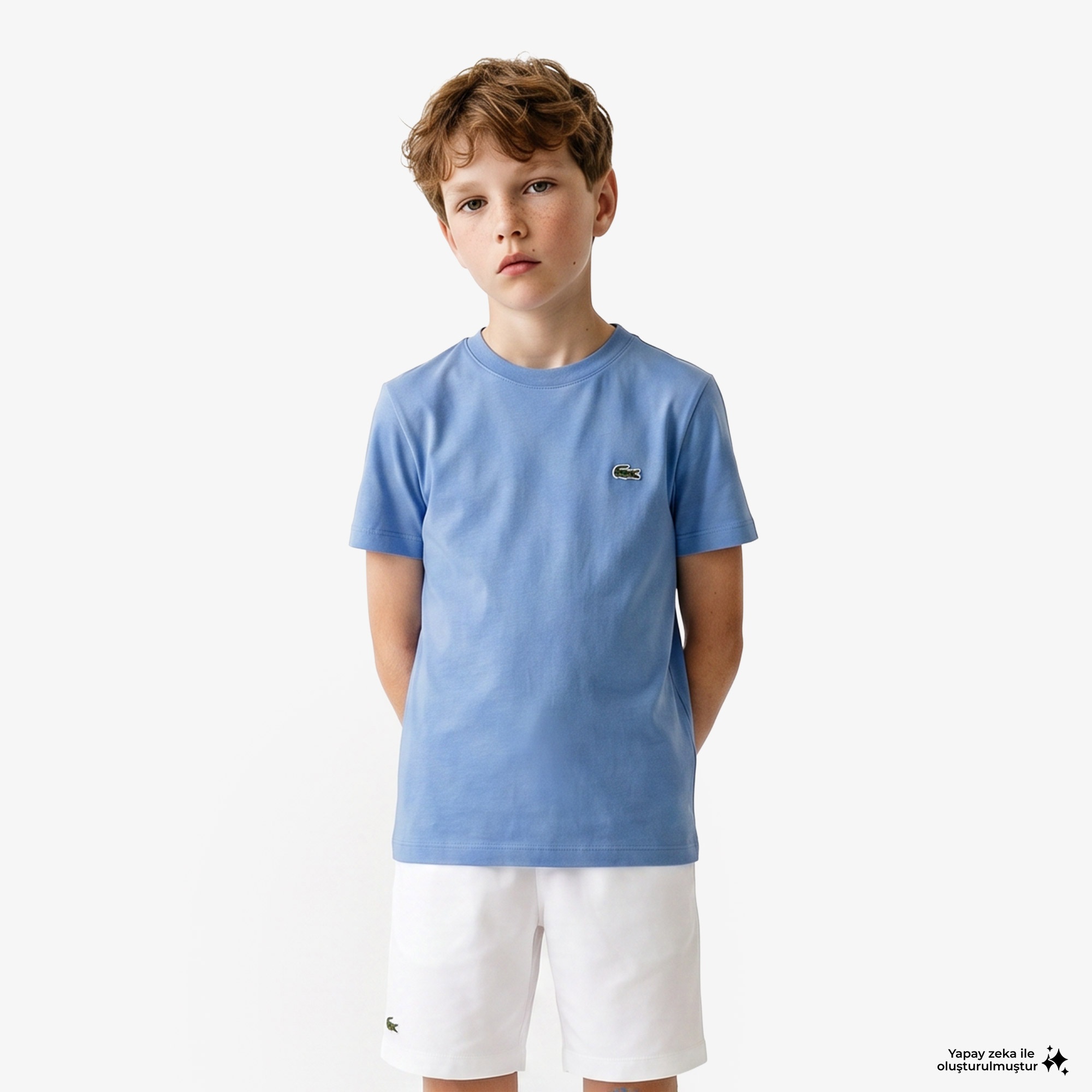 Çocuk Bisiklet Yaka Mavi T-Shirt
