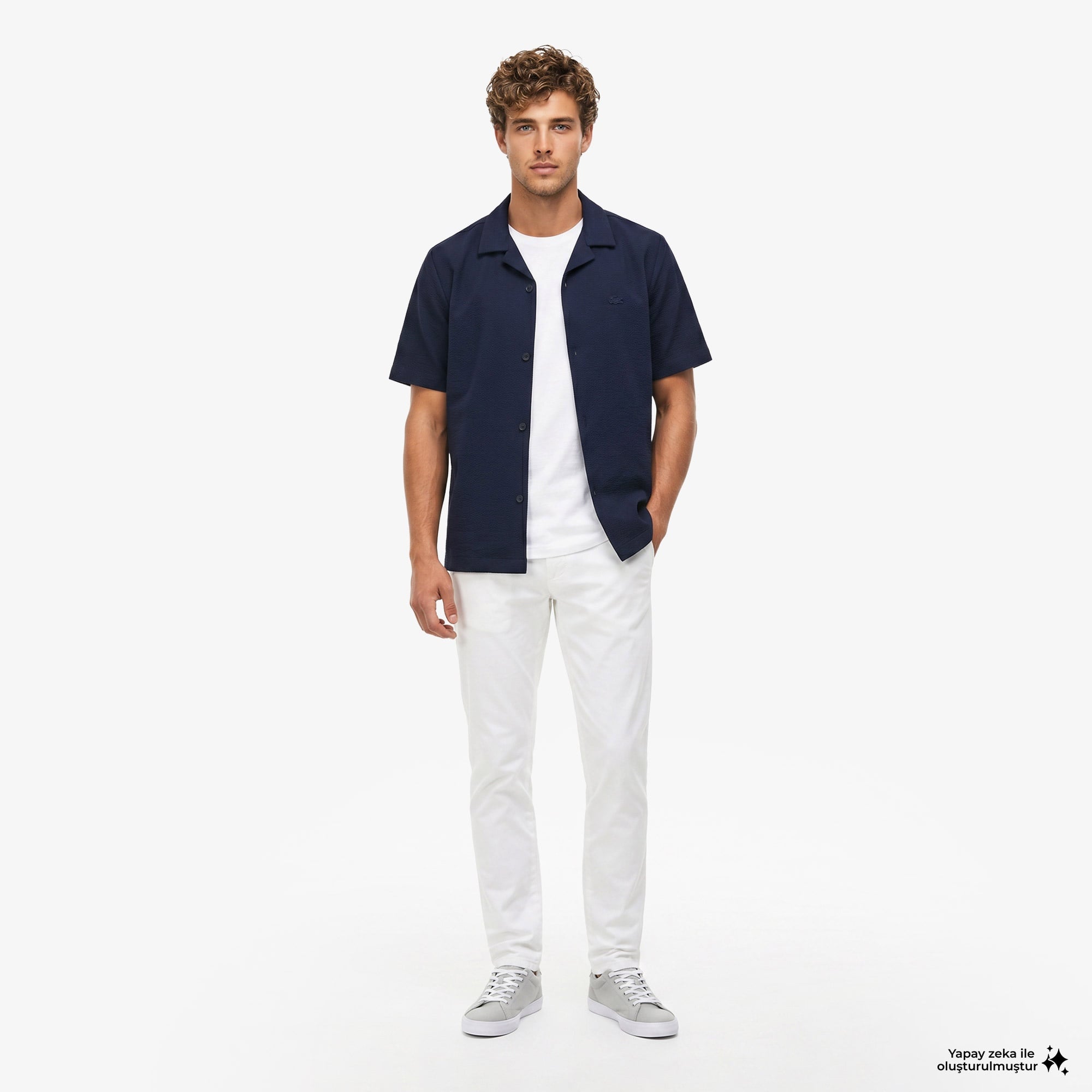 Erkek Slim Fit Krem Chino Pantolon