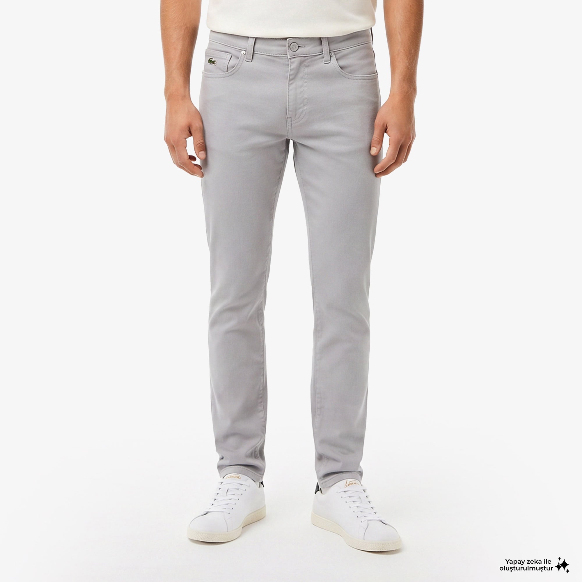 Erkek Slim Fit Gri Jean Pantolon