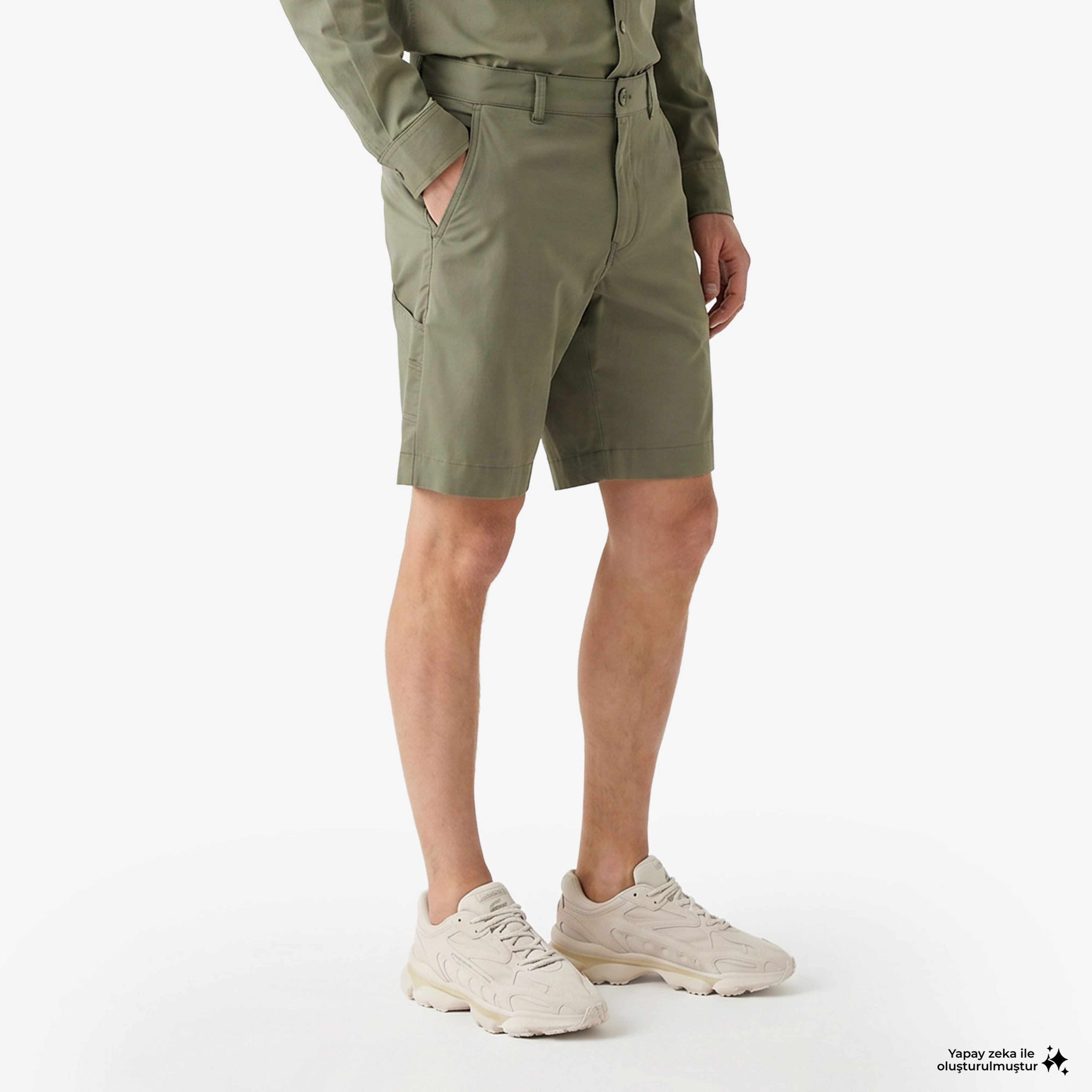 Erkek Relaxed Fit Haki Bermuda Şort Erkek Relaxed Fit Haki Bermuda Şort
