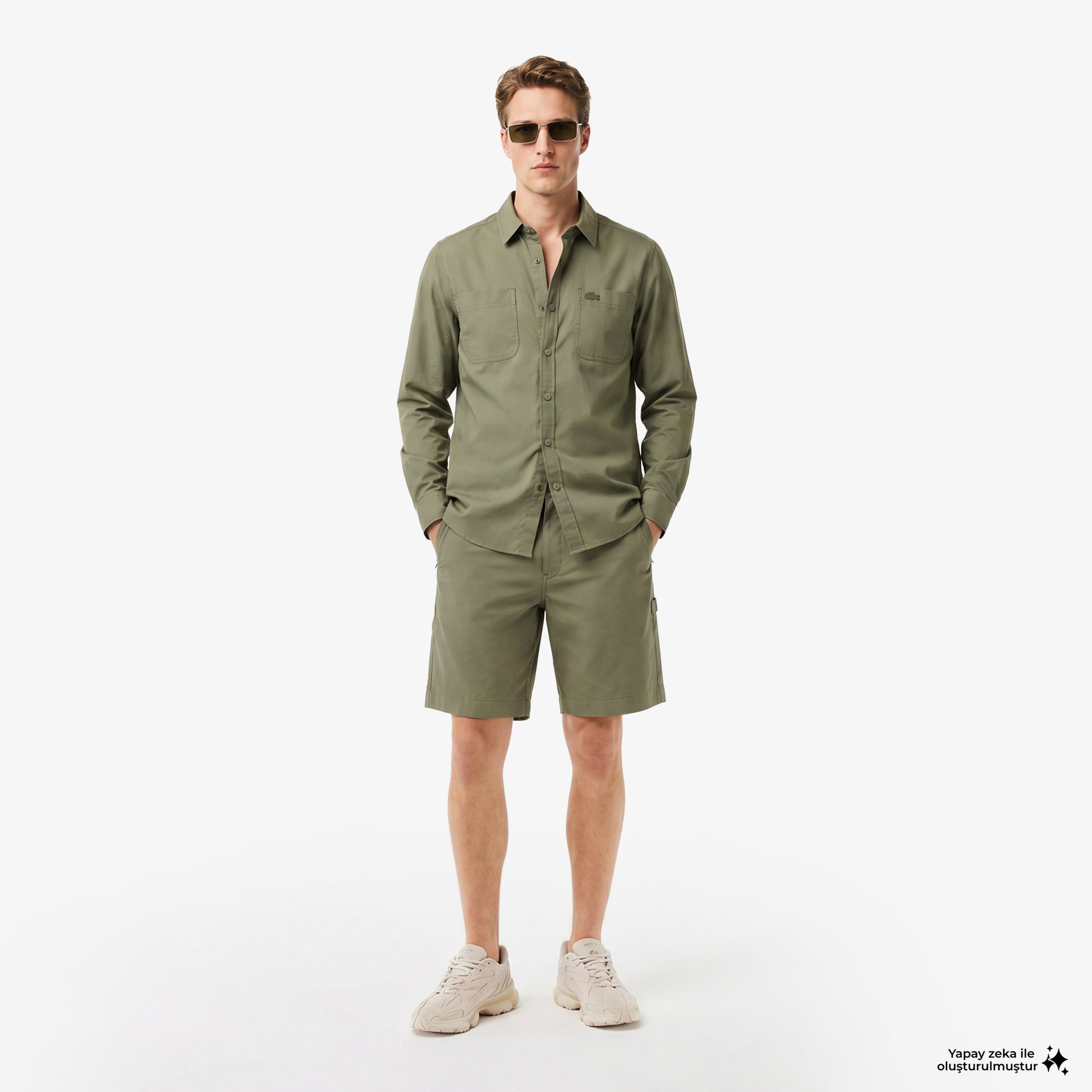 Erkek Relaxed Fit Haki Bermuda Şort Erkek Relaxed Fit Haki Bermuda Şort