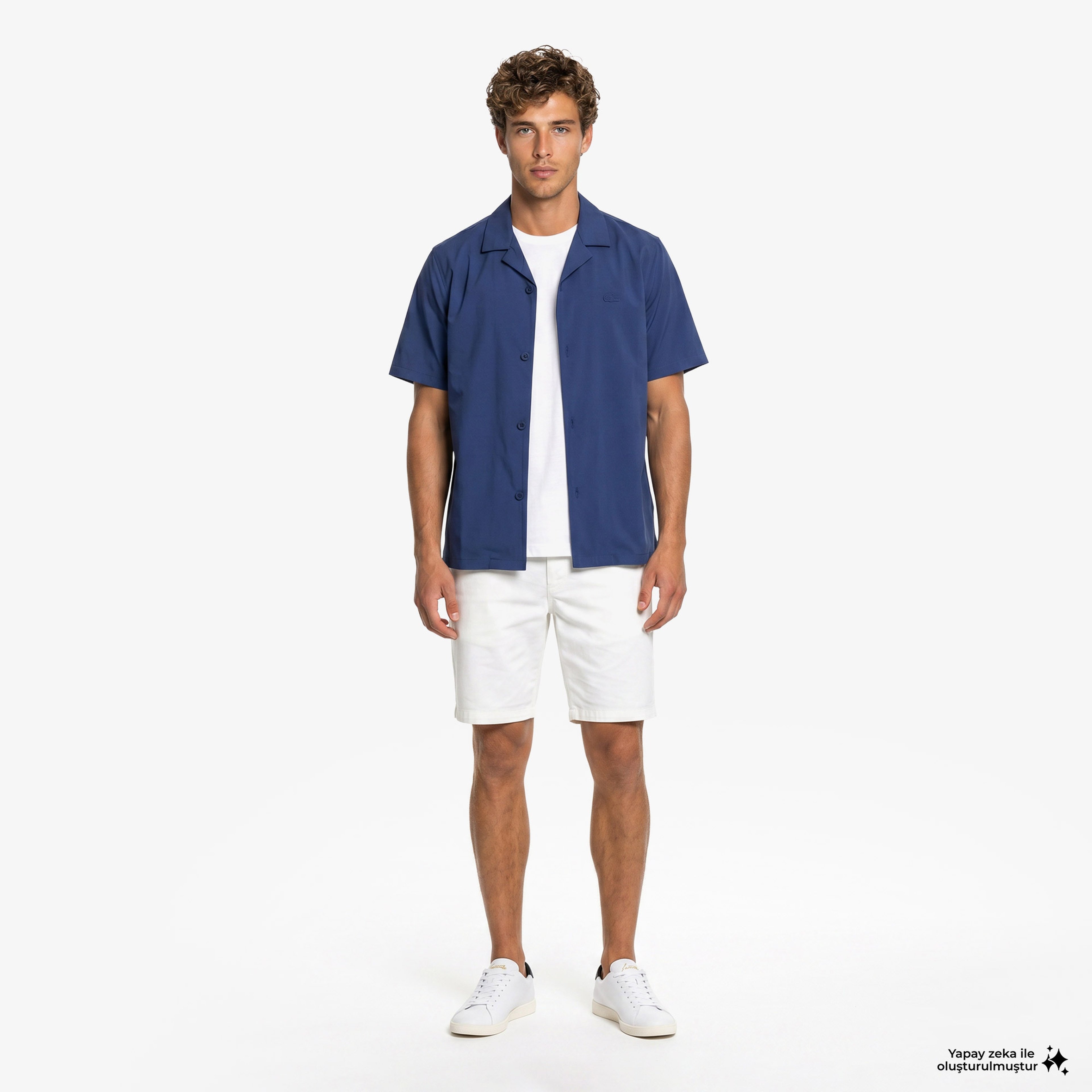 Erkek Slim Fit Beyaz Bermuda Şort Erkek Slim Fit Beyaz Bermuda Şort