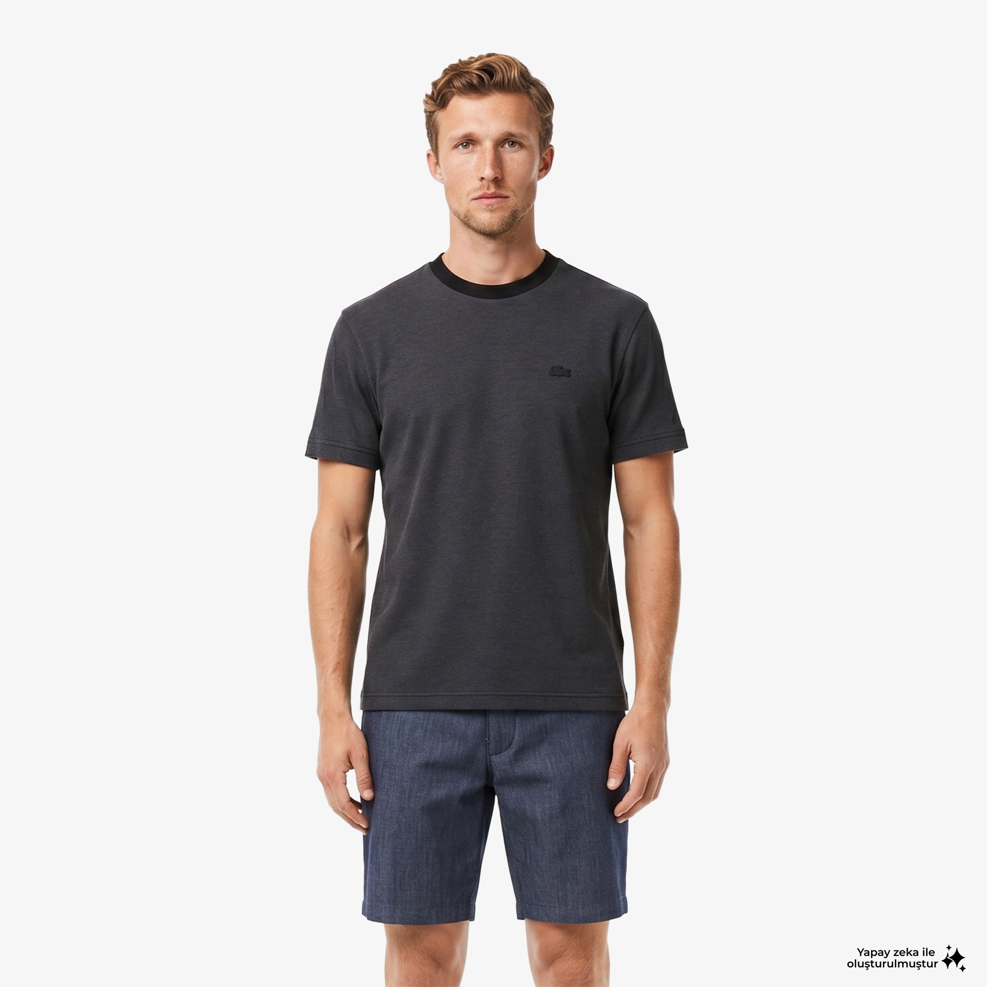 Erkek Relaxed Fit Bisiklet Yaka Siyah T-Shirt