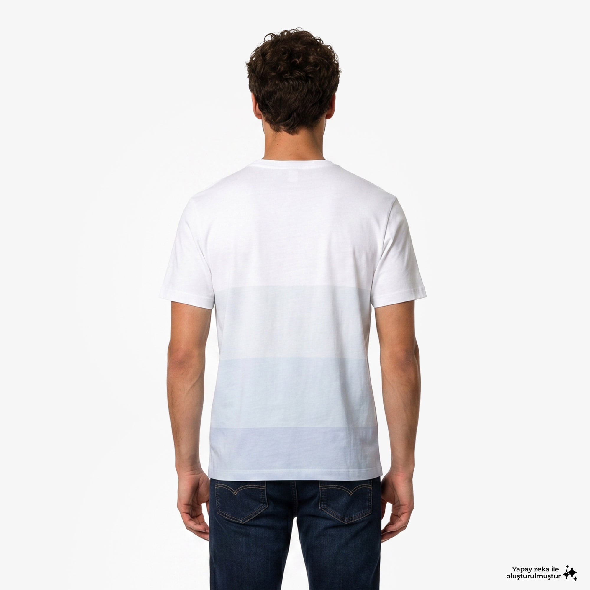 Erkek Regular Fit Bisiklet Yaka Renk Bloklu Beyaz T-Shirt