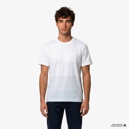 Erkek Regular Fit Bisiklet Yaka Renk Bloklu Beyaz T-Shirt Beyaz