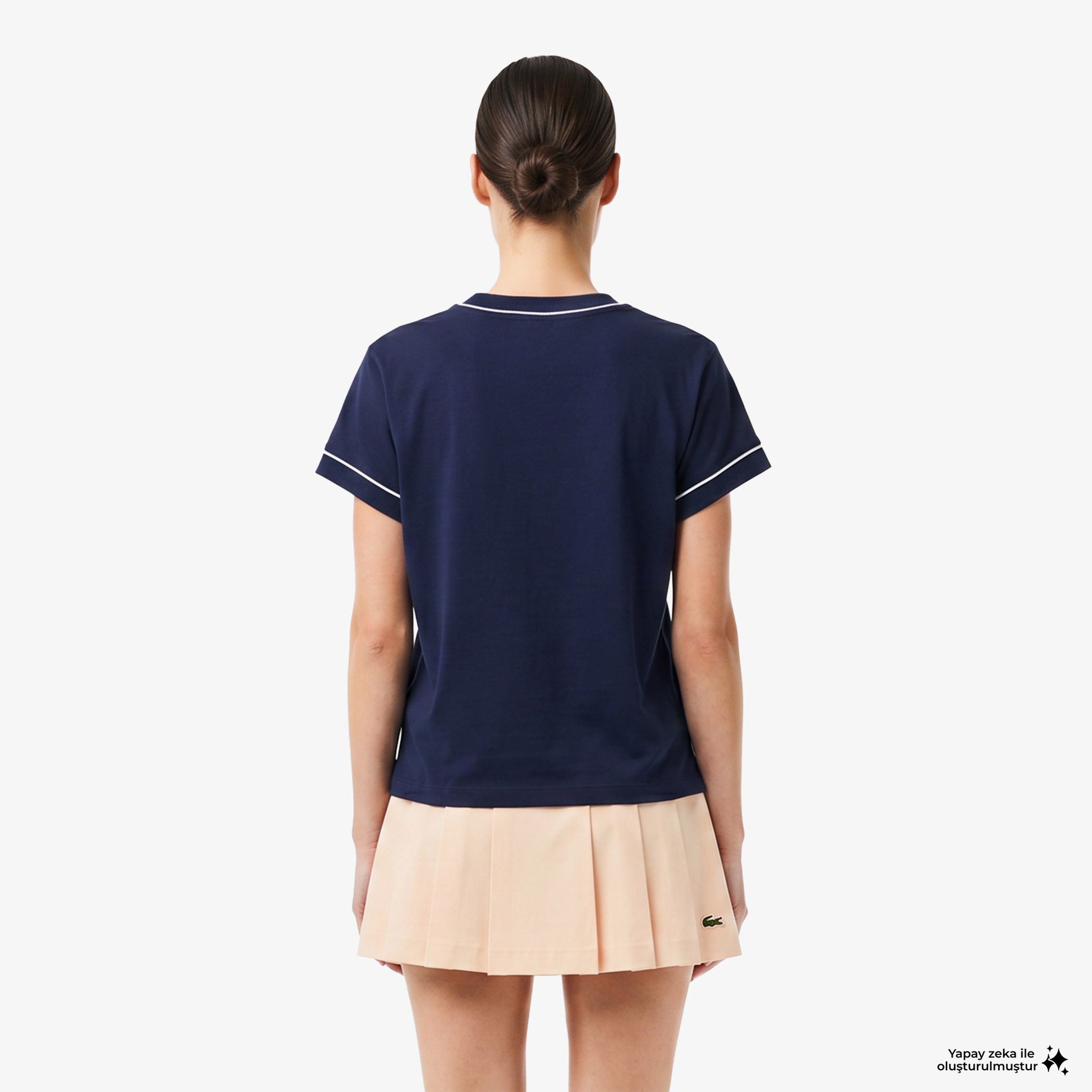 Kadın Loose Fit V Yaka Lacivert T-Shirt Kadın Loose Fit V Yaka Lacivert T-Shirt