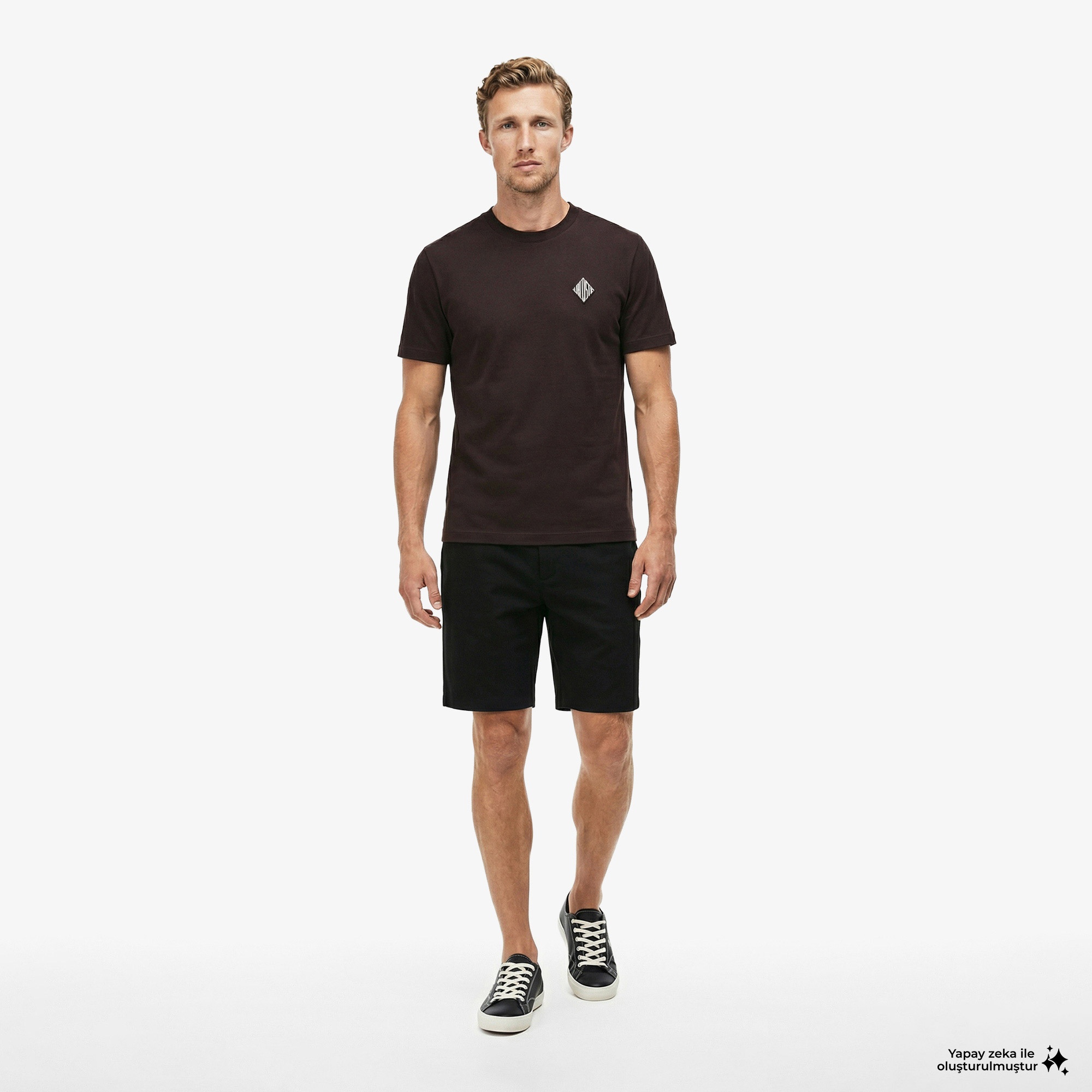 Erkek Tapered Fit Keten Siyah Bermuda Şort
