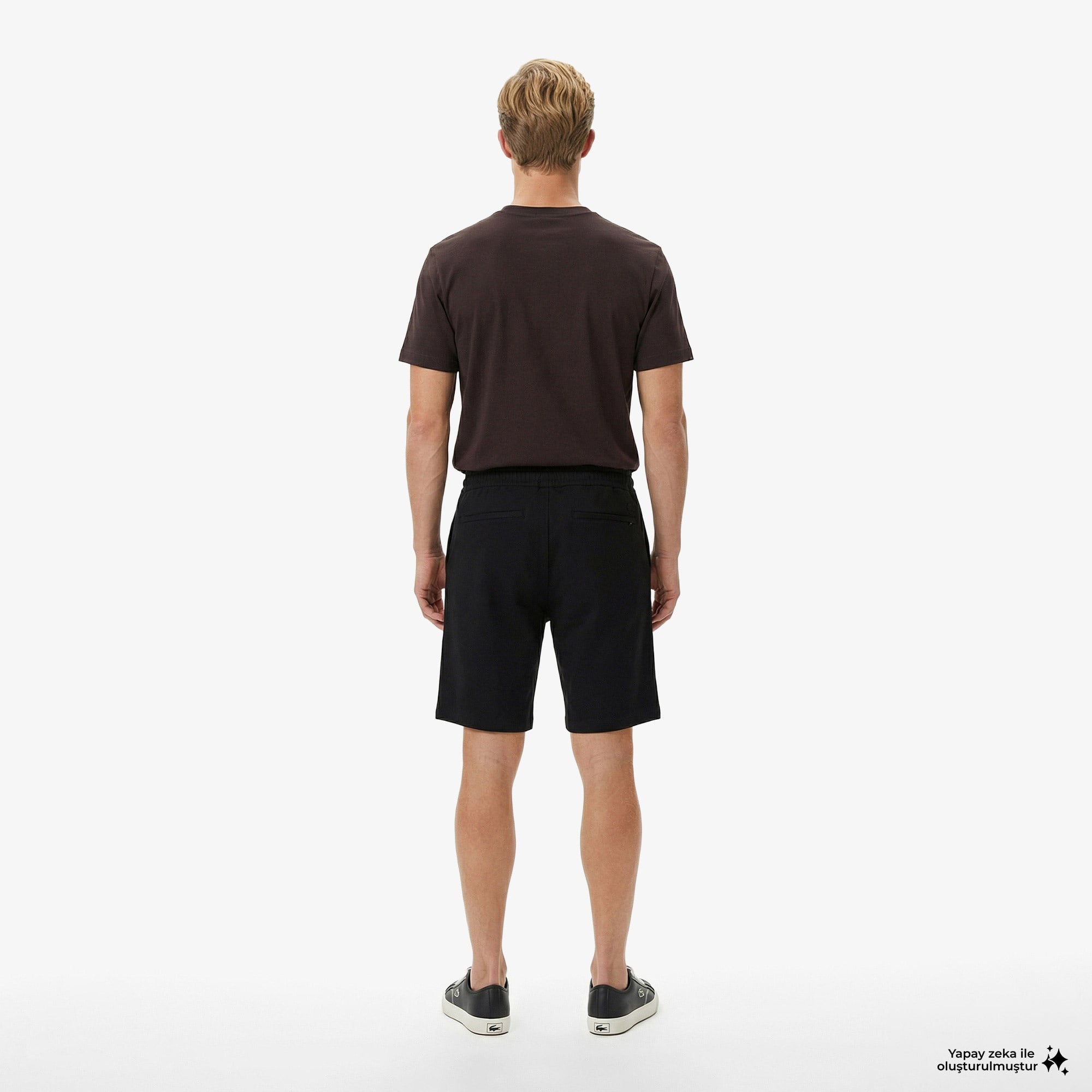 Erkek Tapered Fit Keten Siyah Bermuda Şort