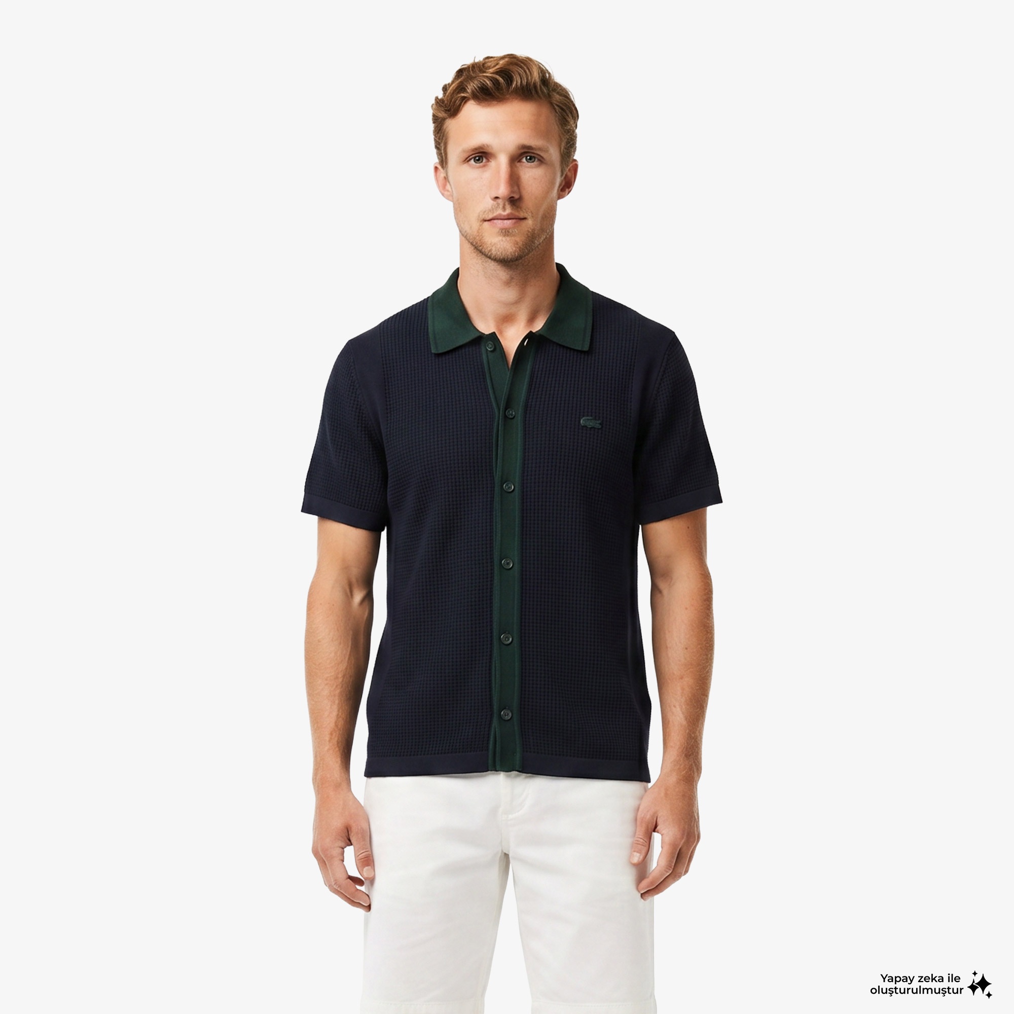 Erkek Classic Fit Kısa Kollu Polo Yaka Lacivert Triko