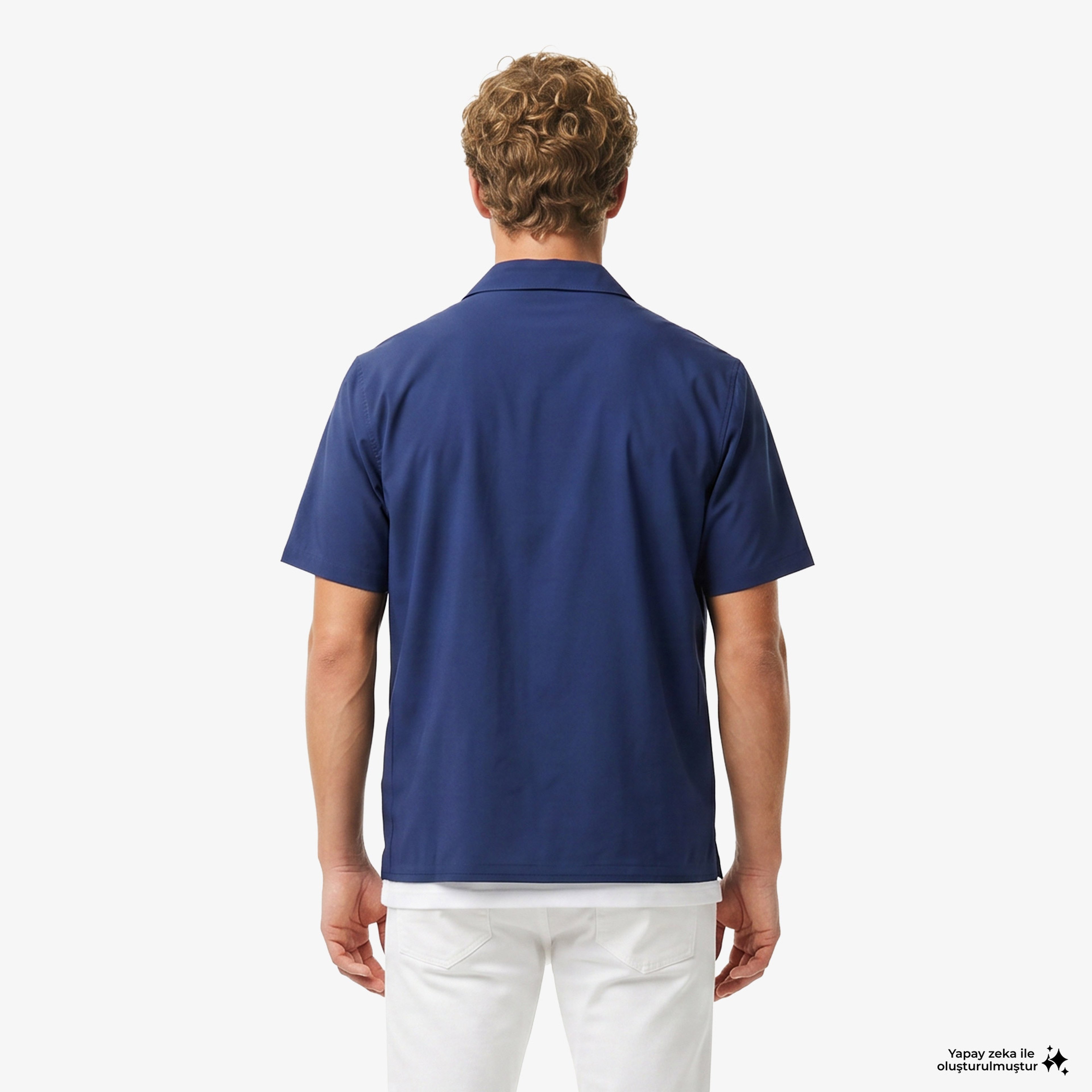 Erkek Relaxed Fit Kısa Kollu Koyu Mavi Gömlek Erkek Relaxed Fit Kısa Kollu Koyu Mavi Gömlek