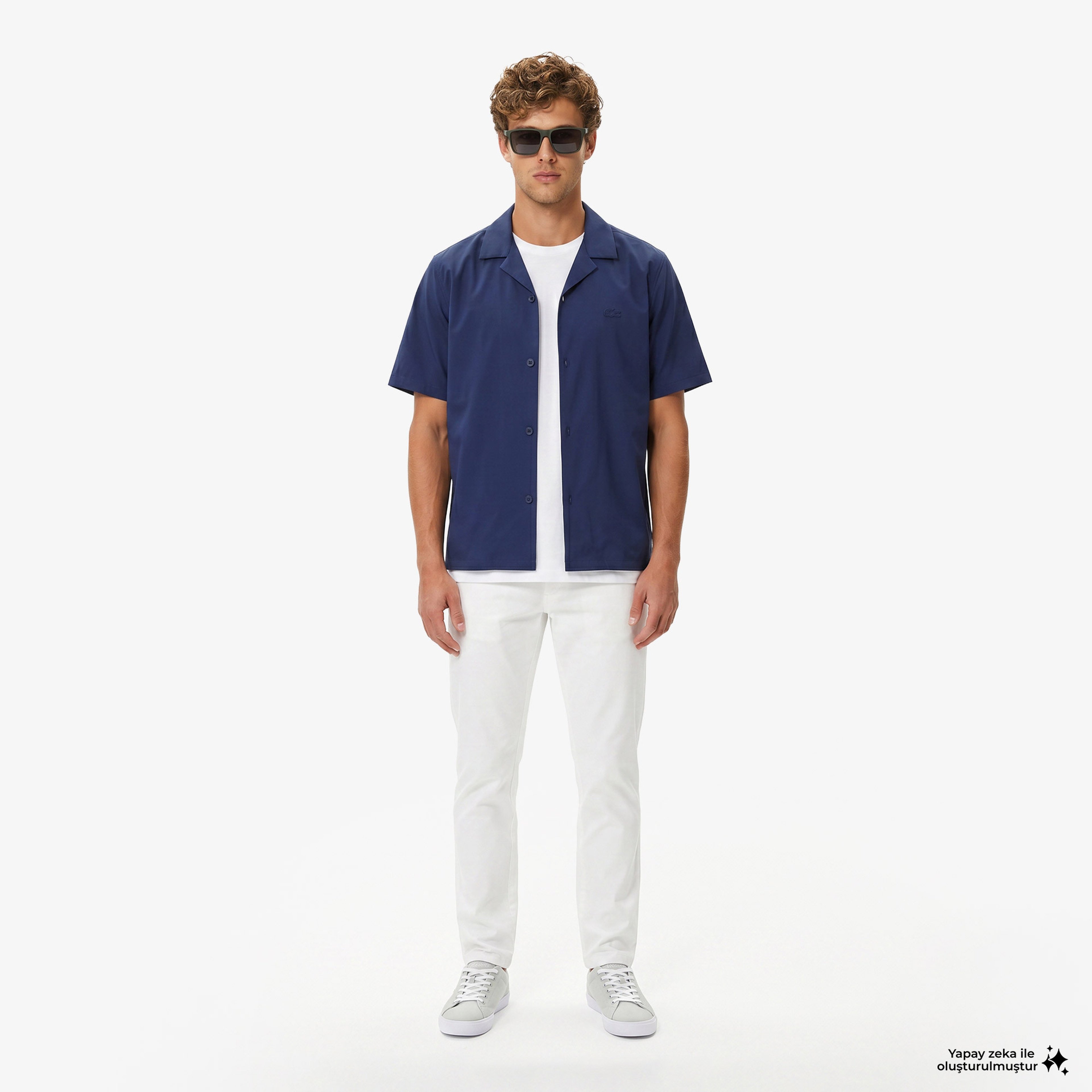 Erkek Relaxed Fit Kısa Kollu Koyu Mavi Gömlek Erkek Relaxed Fit Kısa Kollu Koyu Mavi Gömlek