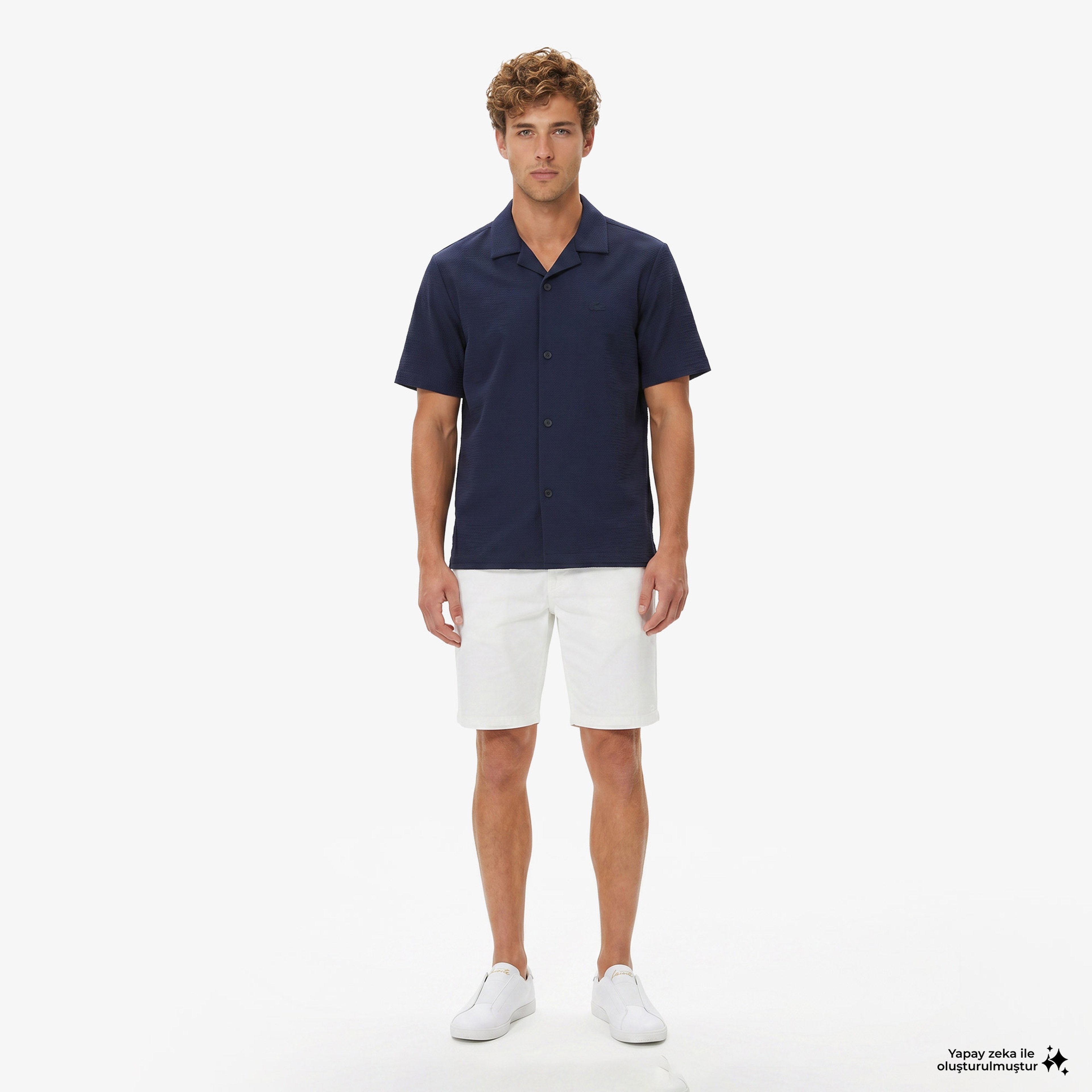 Erkek Relaxed Fit Kısa Kollu Lacivert Gömlek Erkek Relaxed Fit Kısa Kollu Lacivert Gömlek
